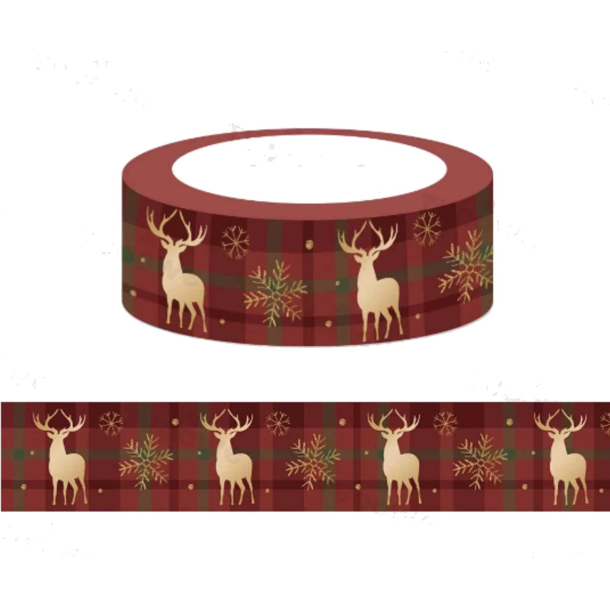 TW Collection Christmas Reindeer Gold Foiled Washi Tape by SSC Designs - 15mm x 30 Feet