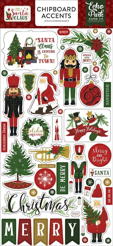 Here Comes Santa Claus Collection 6 x 12 Chipboard Accents Scrapbook Embellishments by Echo Park Paper - Scrapbook Supply Companies