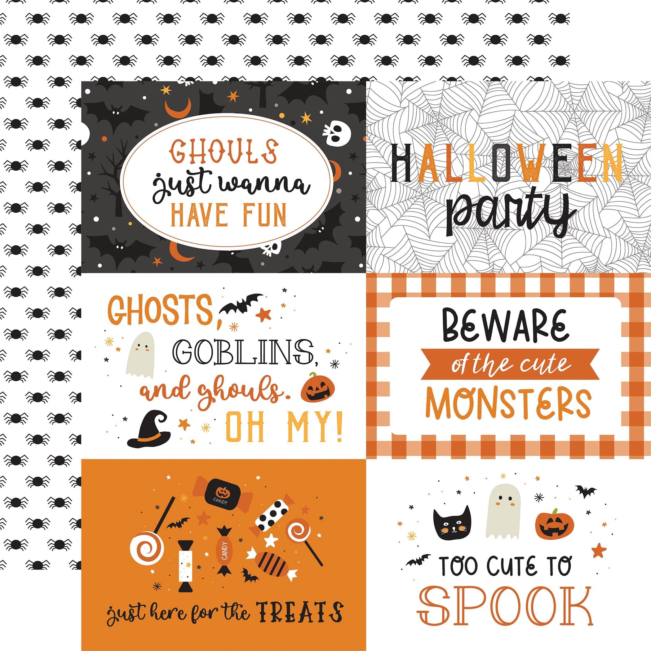 Halloween Party Collection 6x4 Journaling Cards 12 x 12 Double-Sided Scrapbook Paper by Echo Park Paper