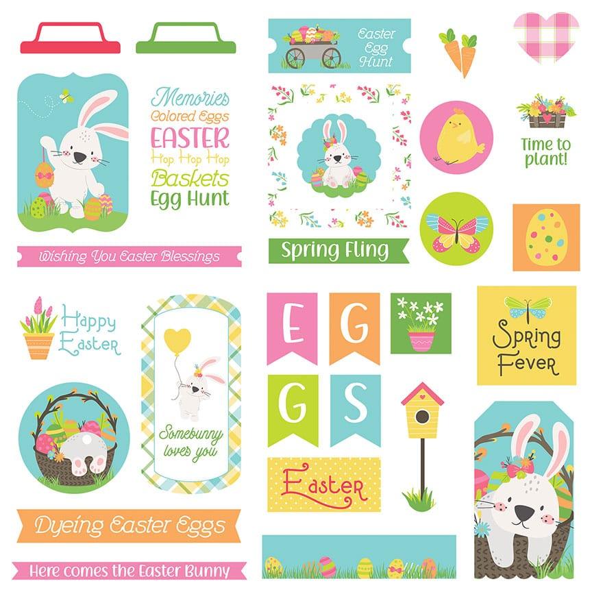 Hop To It Collection 5 x 5 Cardstock Ephemera Scrapbook Embellishments by Photo Play Paper - Scrapbook Supply Companies