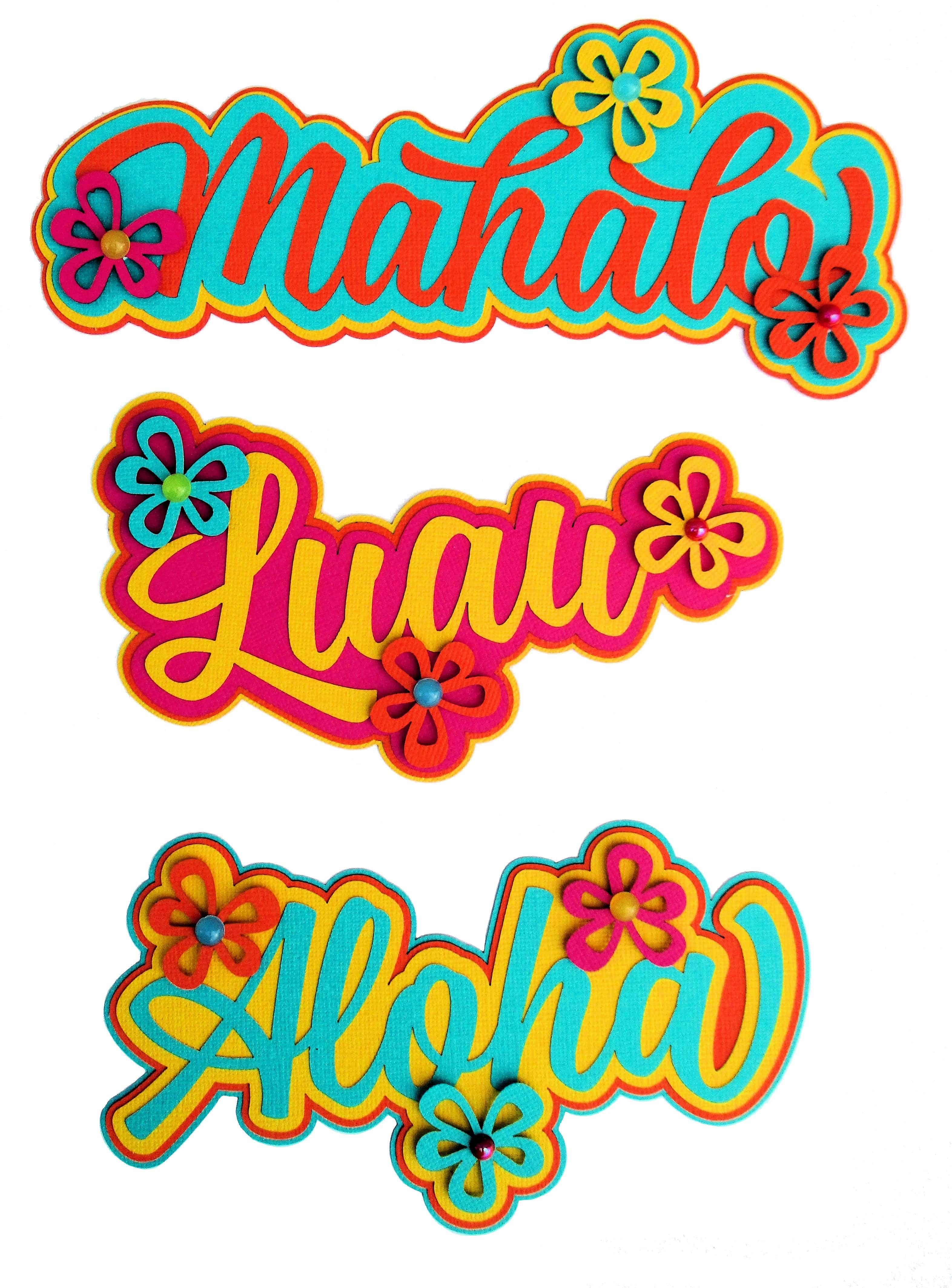Hawaiian Words Fully-Assembled Laser Die Cut Scrapbook Embellishments by SSC Laser Designs