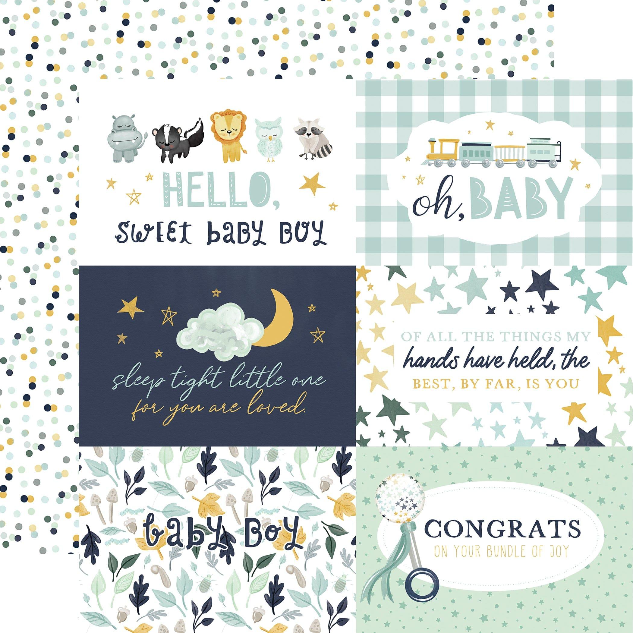 It's A Boy Collection 6x4 Journaling Cards 12 x 12 Double-Sided Scrapbook Paper by Echo Park Paper