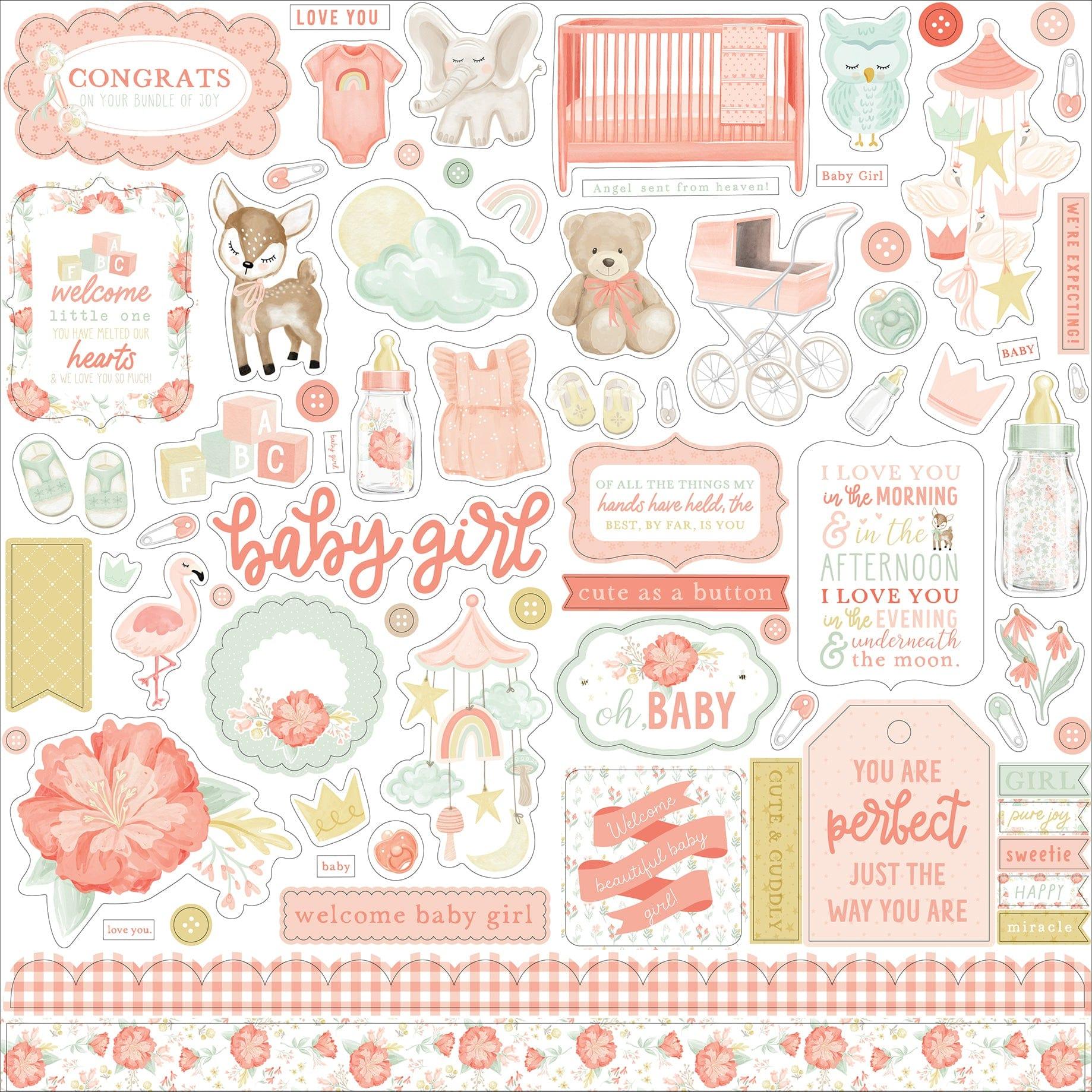 It's A Girl Collection 12 x 12 Scrapbook Sticker Sheet by Echo Park Paper - Scrapbook Supply Companies