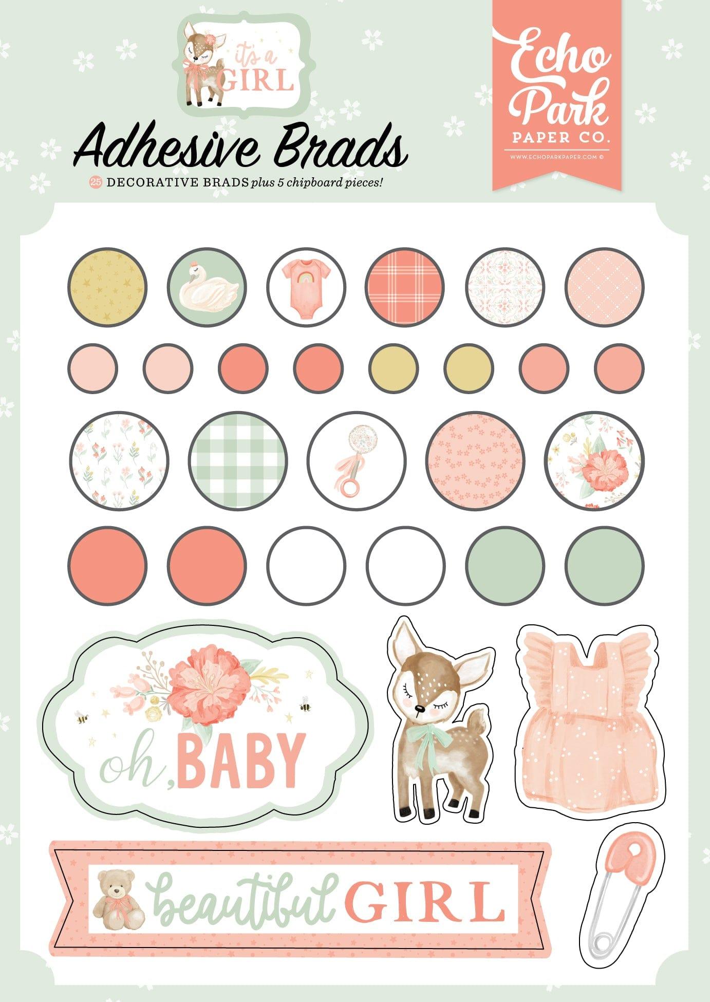 It's a Girl Collection 5 x 7 Decor1060:1075ative Scrapbook Brads & Chipboard Pieces Scrapbook Embellishments by Echo Park Paper - Scrapbook Supply Companies