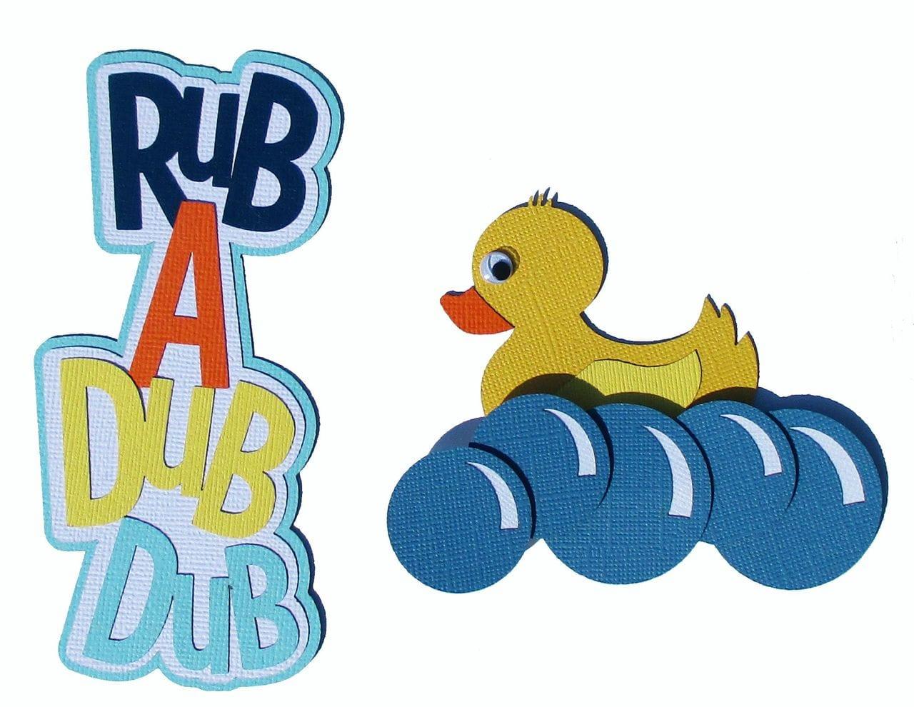 Rub A Dub Dub Title 2 x 5 & Duck 3 x 4 Fully-Assembled Laser Cut Scrapbook Embellishment by SSC Laser Designs