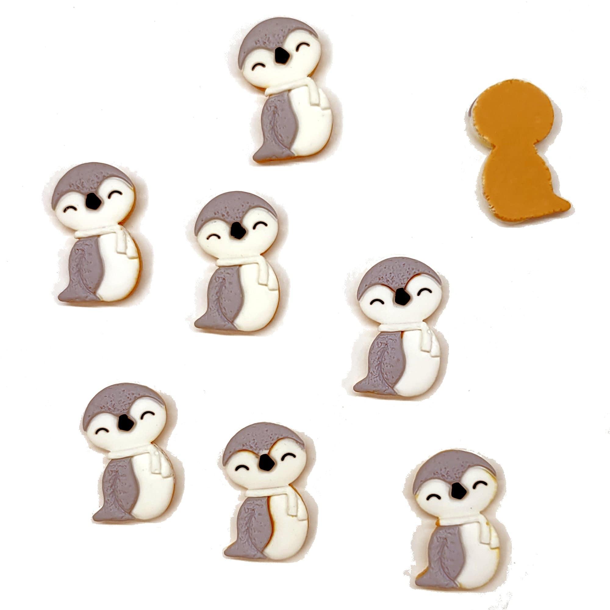 Winter Penguin Collection Playful Penguins Flatback Scrapbook Buttons by SSC Designs - 8 Pieces