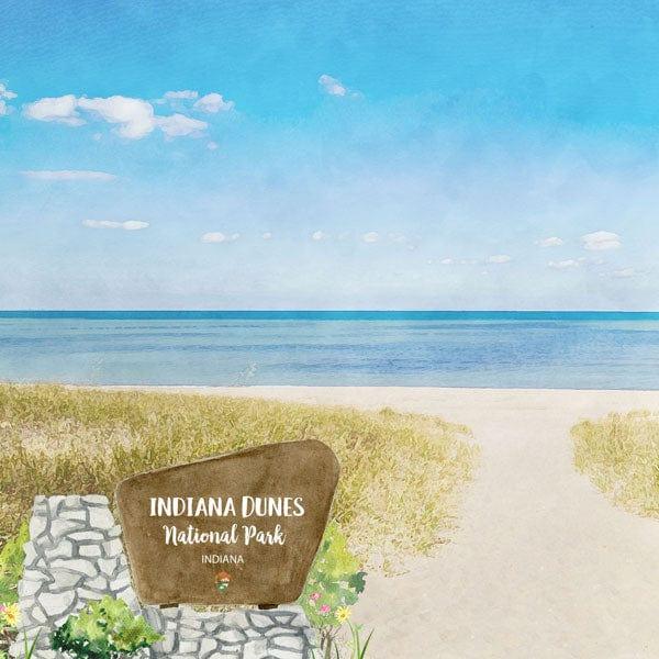 National Park Collection Indiana Dunes 12 x 12 Double-Sided Scrapbook Paper by Scrapbook Customs - Scrapbook Supply Companies