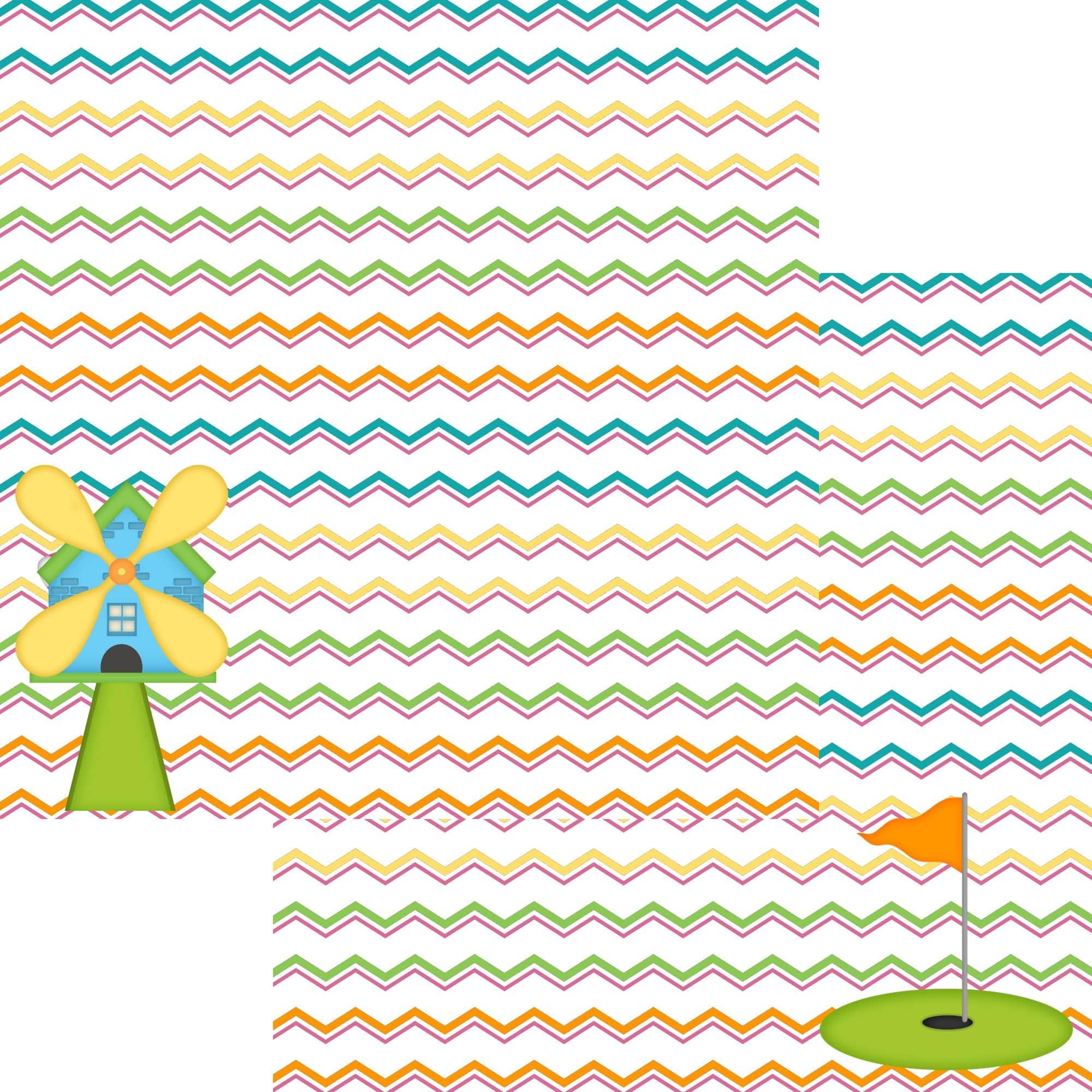 Just Fun Collection Mini Golf 12 x 12 Double-Sided Scrapbook Paper by SSC Designs
