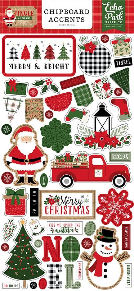 Jingle All The Way Collection 6 x 12 Scrapbook Chipboard Accents by Echo Park Paper - Scrapbook Supply Companies
