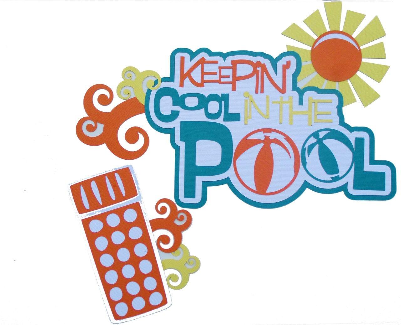 Keepin' Cool In The Pool 2-Piece Set Fully-Assembled 6 x 10 Laser Cut Scrapbook Embellishment by SSC Laser Designs