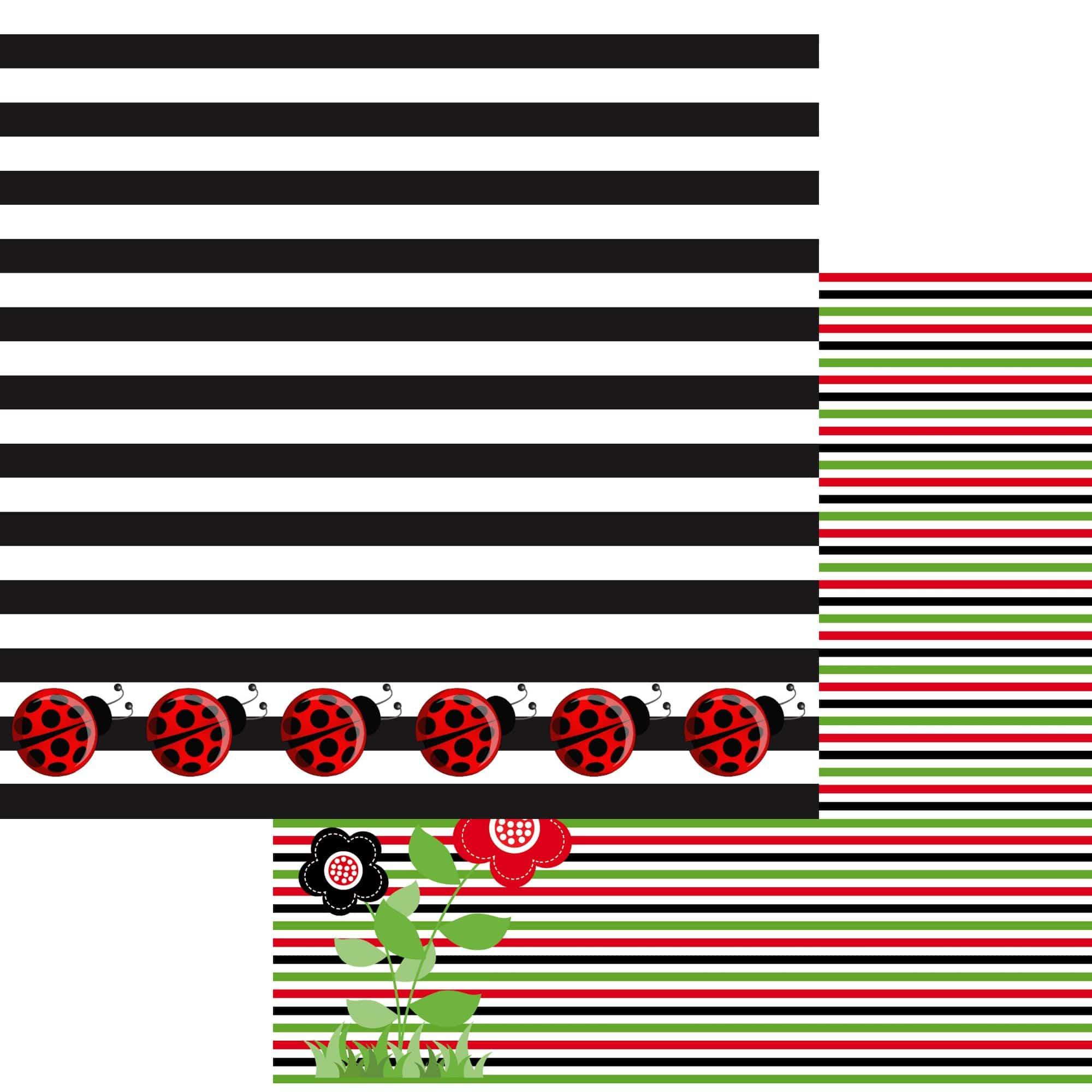 Ladybug Love Collection Fantastic Flowers 12 x 12 Double-Sided Scrapbook Paper by SSC Designs