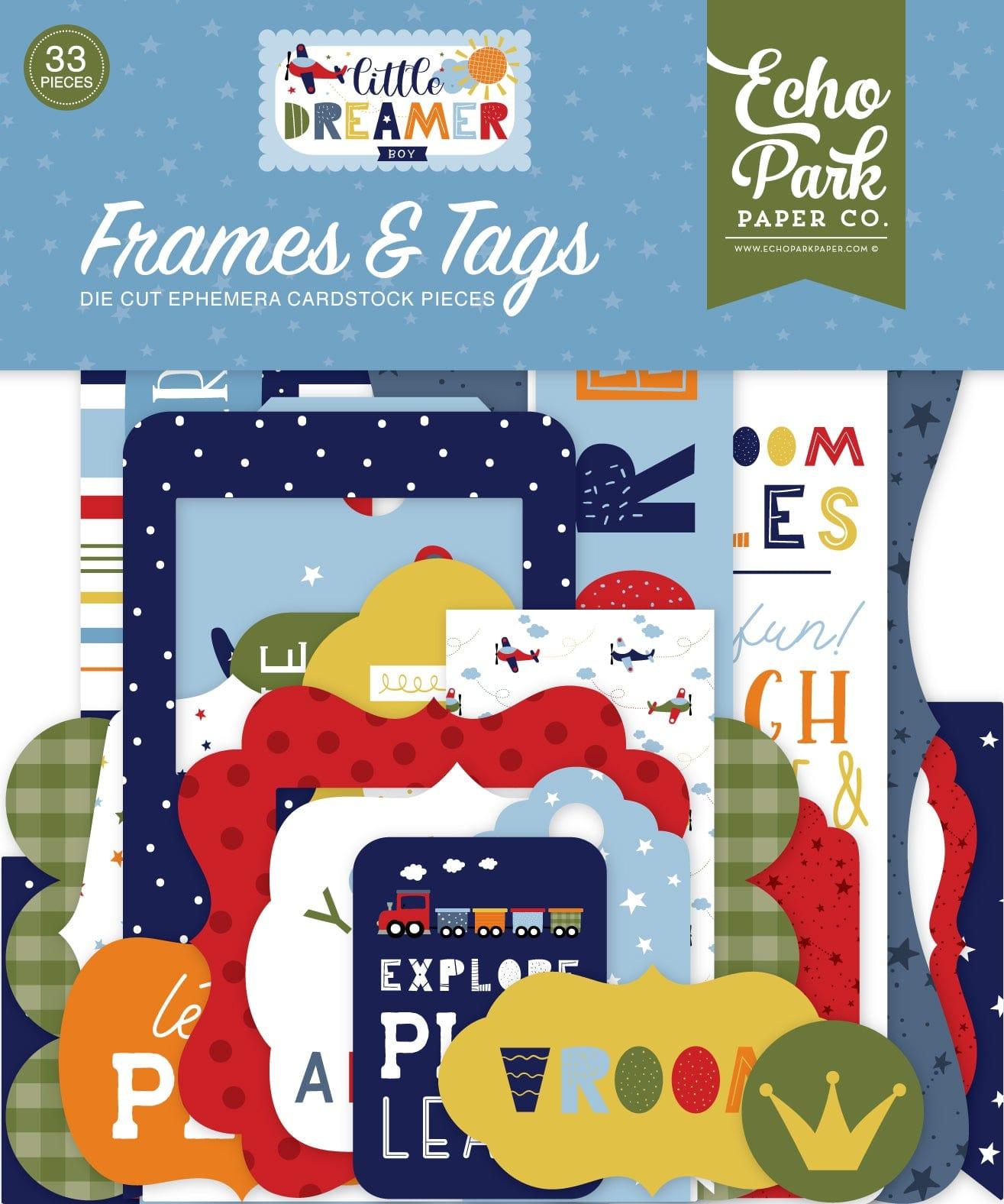 Little Dreamer Boy Collection 5 x 5 Frames & Tags Die Cut Scrapbook Embellishments by Echo Park Paper - Scrapbook Supply Companies