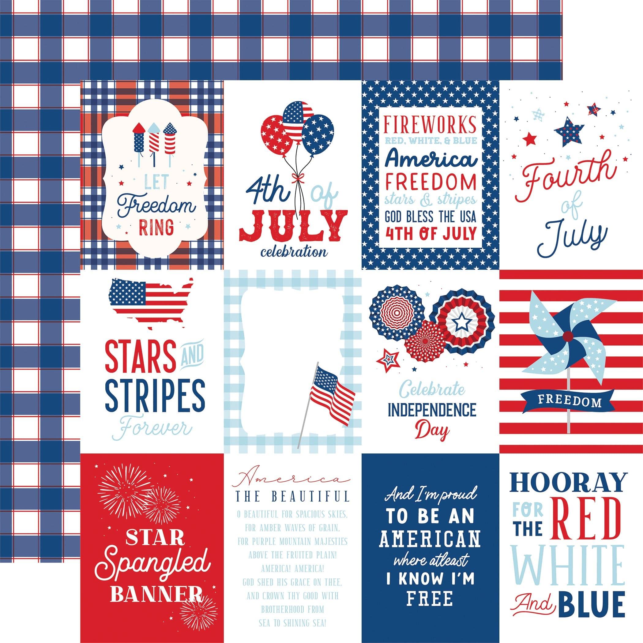 Let Freedom Ring Collection 3x4 Journaling Cards 12 x 12 Double-Sided Scrapbook Paper by Echo Park Paper
