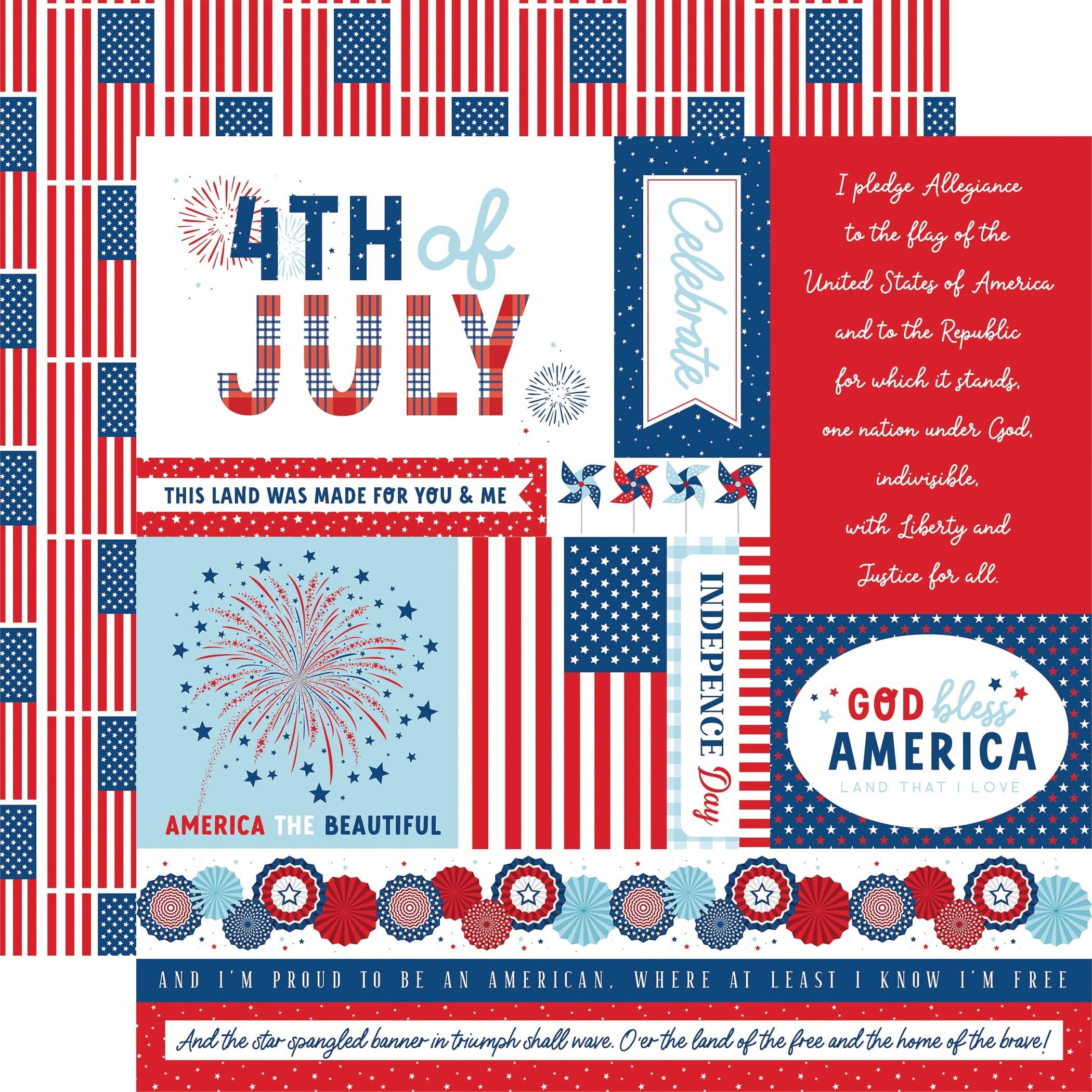 Let Freedom Ring Collection Multi Journaling Cards 12 x 12 Double-Sided Scrapbook Paper by Echo Park Paper
