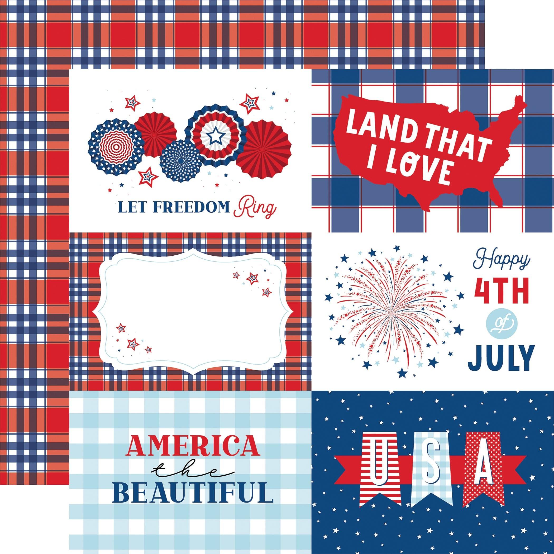 Let Freedom Ring Collection 6x4 Journaling Cards 12 x 12 Double-Sided Scrapbook Paper by Echo Park Paper