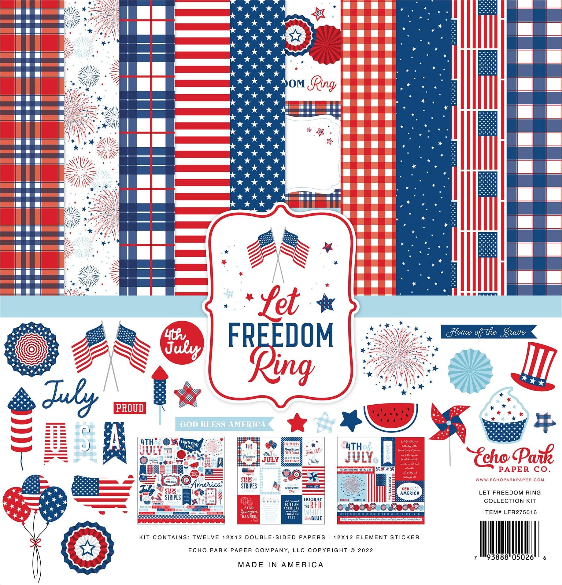 Let Freedom Ring Collection 12 x 12 Double-Sided Scrapbook Paper Kit & Sticker Sheet by Echo Park Paper - 13 Pieces