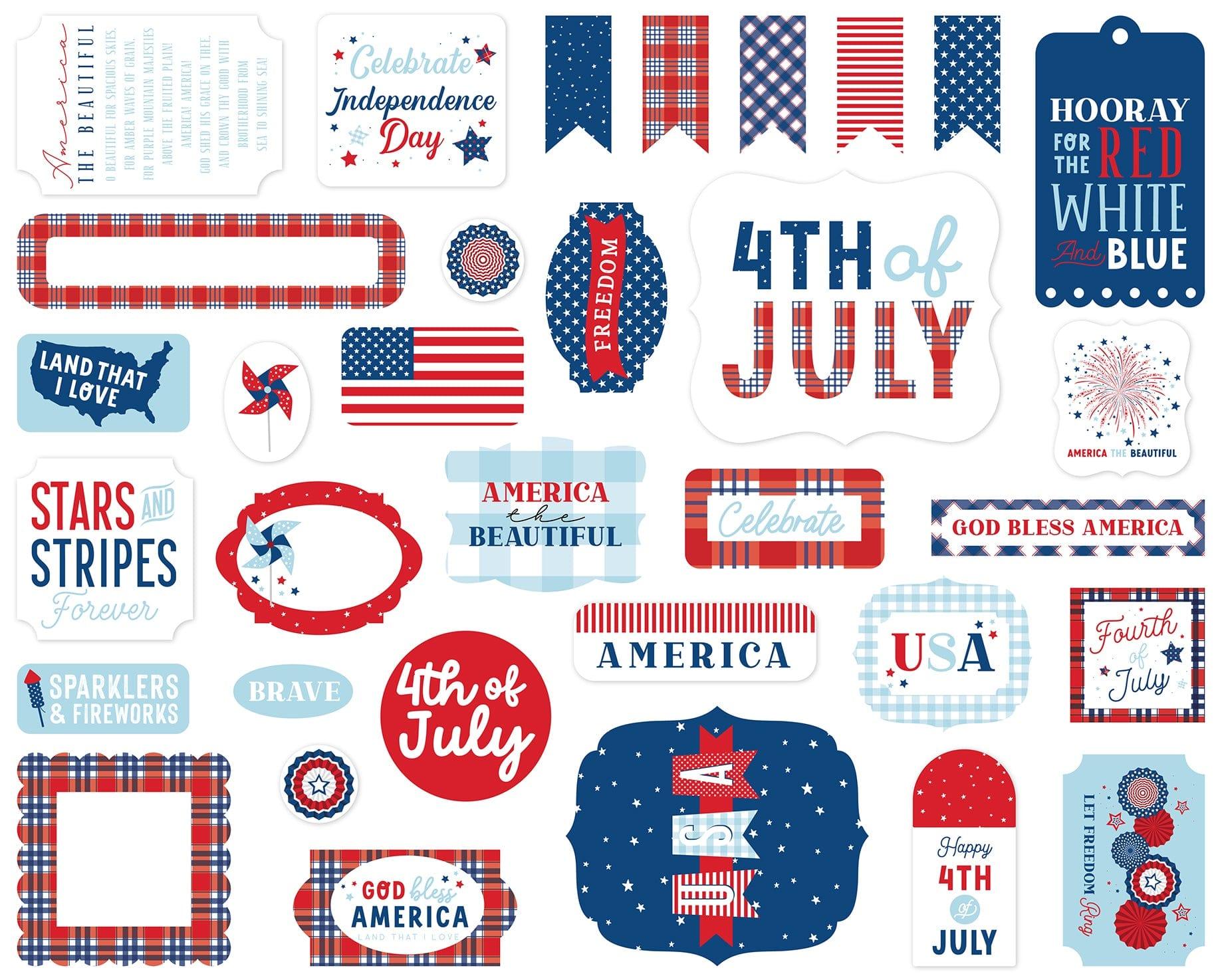 Let Freedom Ring Collection 5 x 5 Scrapbook Ephemera Die Cuts by Echo Park Paper - Scrapbook Supply Companies