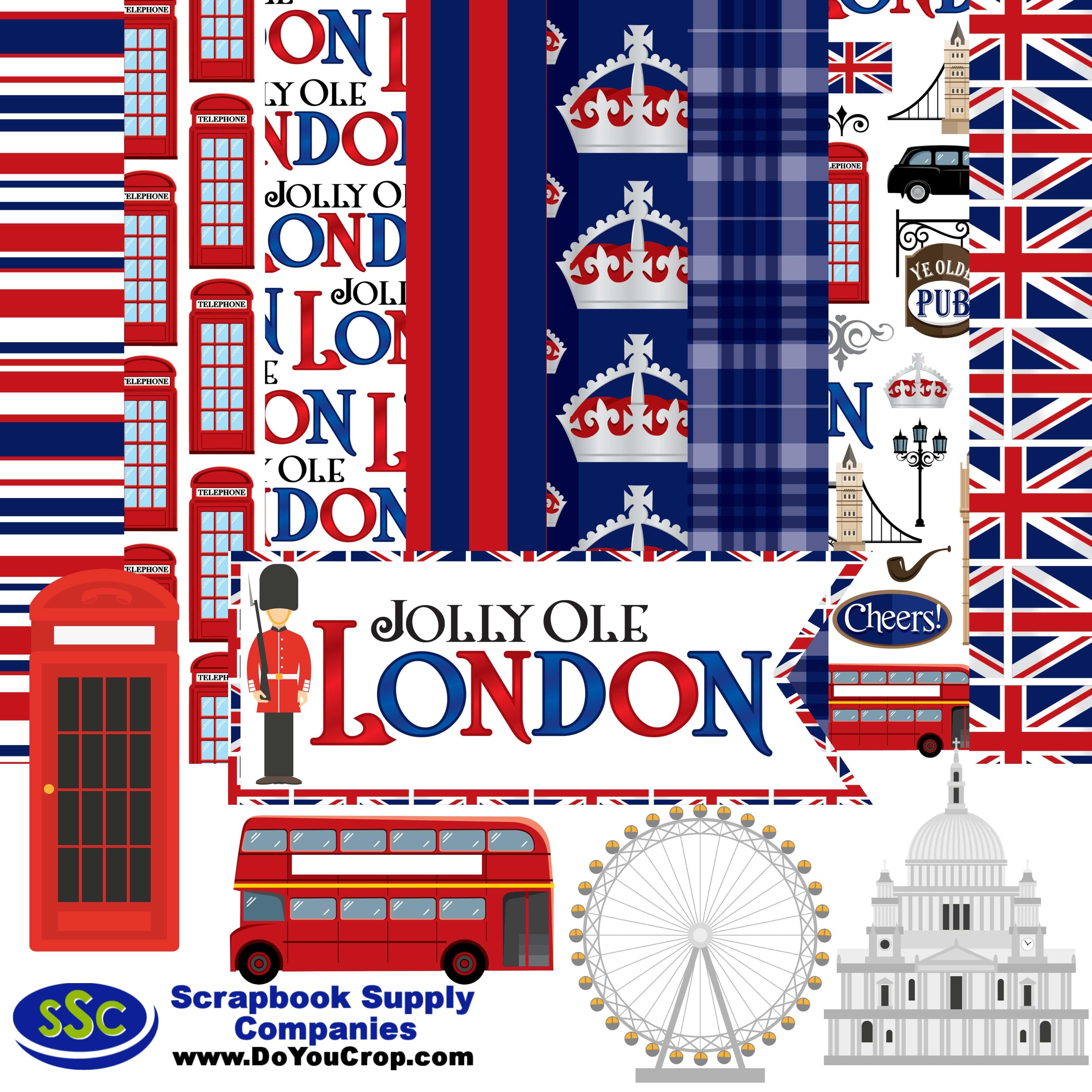 Jolly Ole London 12 x 12 Scrapbook Paper & Embellishment Kit by SSC Designs