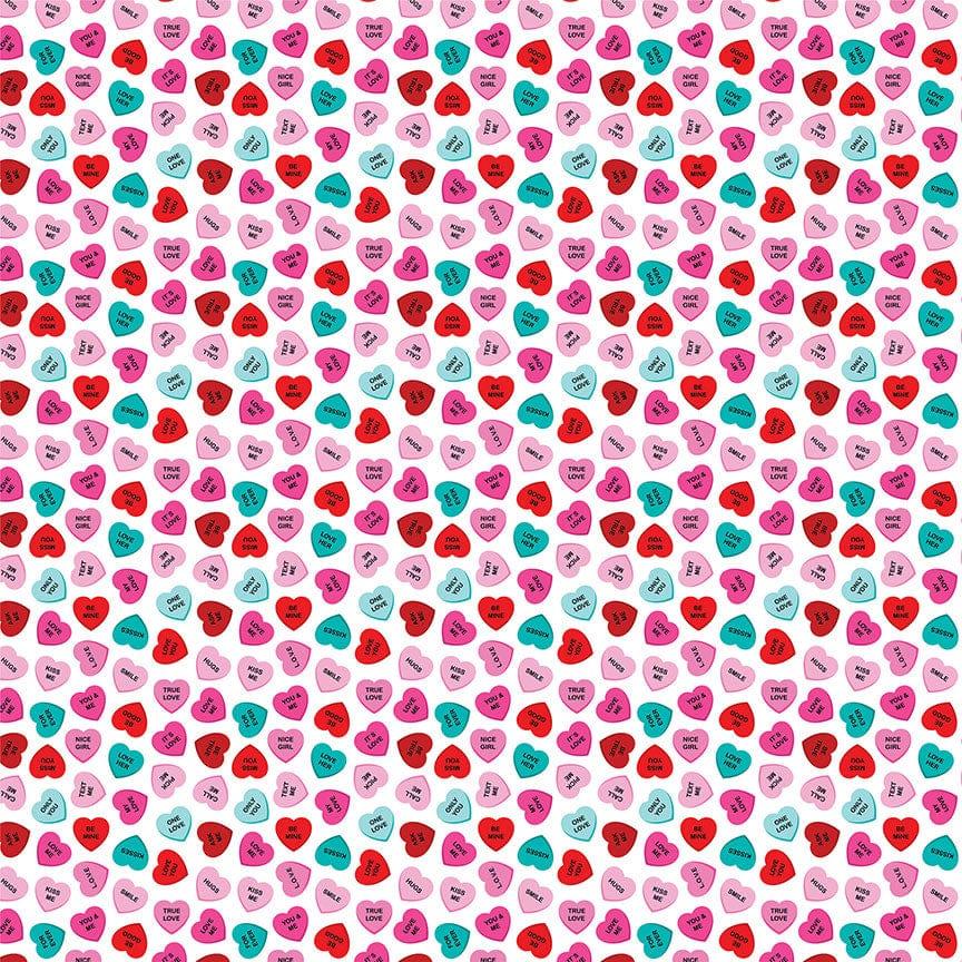 Tulla & Norbert's Love Story Collection Candy Hearts 12 x 12 Double-Sided Scrapbook Paper by Photo Play Paper - Scrapbook Supply Companies