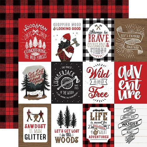 Let's Lumberjack Collection 3x4 Journaling Cards 12 x 12 Double-Sided Scrapbook Paper by Echo Park Paper