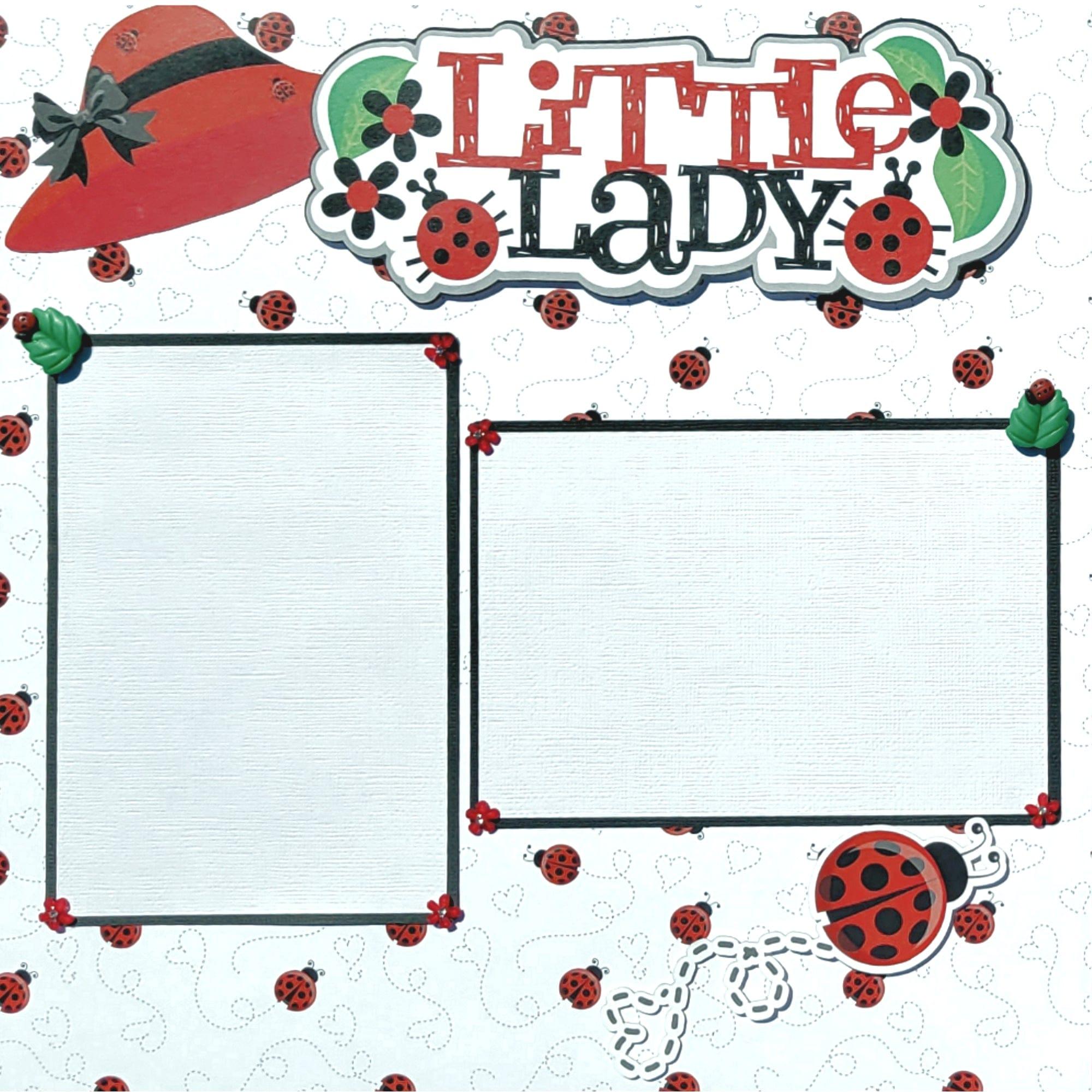 Ladybug Love Collection Little Lady (2) - 12 x 12 Pages, Fully-Assembled & Hand-Embellished 3D Scrapbook Premade by SSC Design