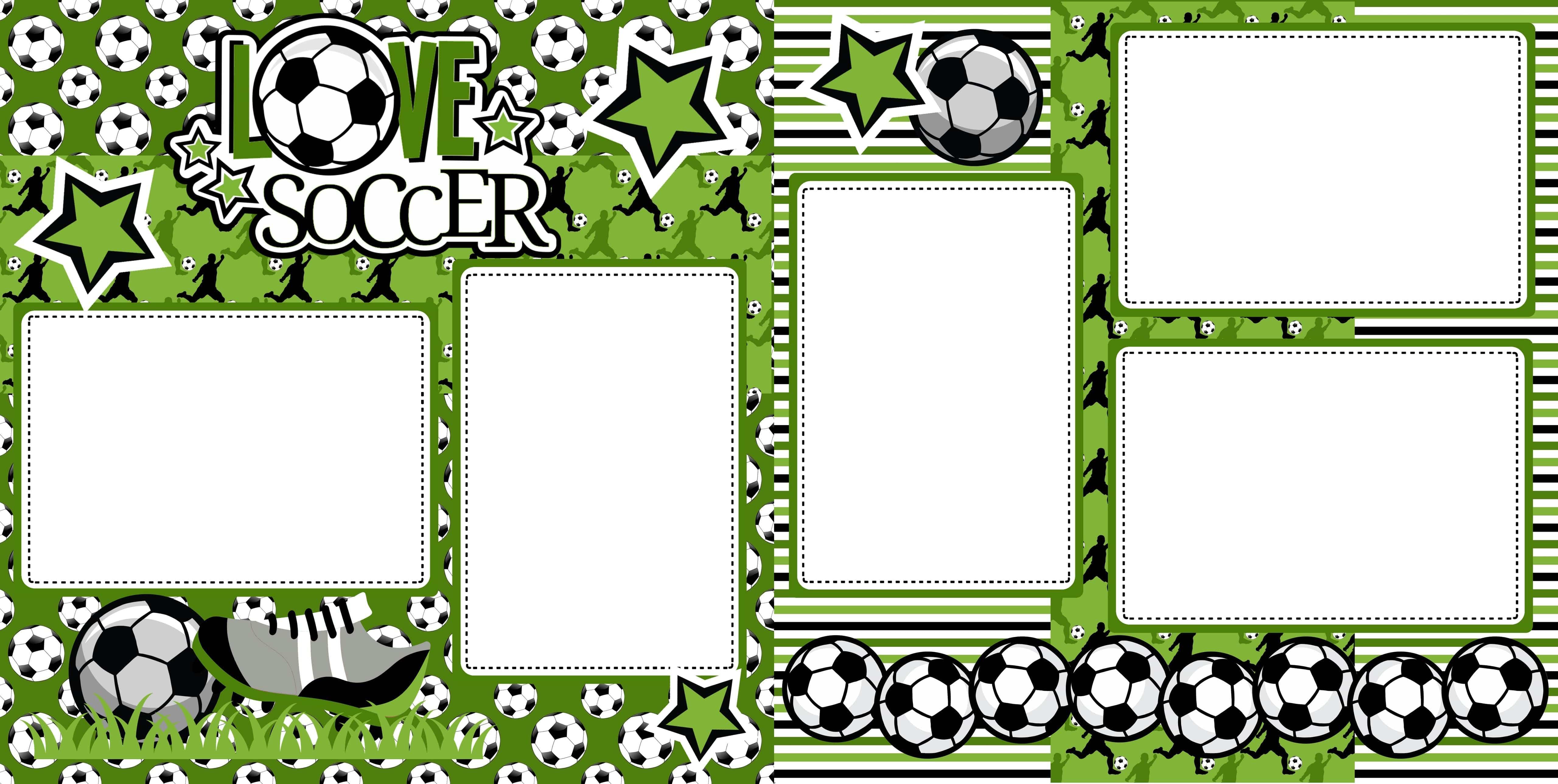 Love Soccer (2) - 12 x 12 Premade, Printed Scrapbook Pages by SSC Designs