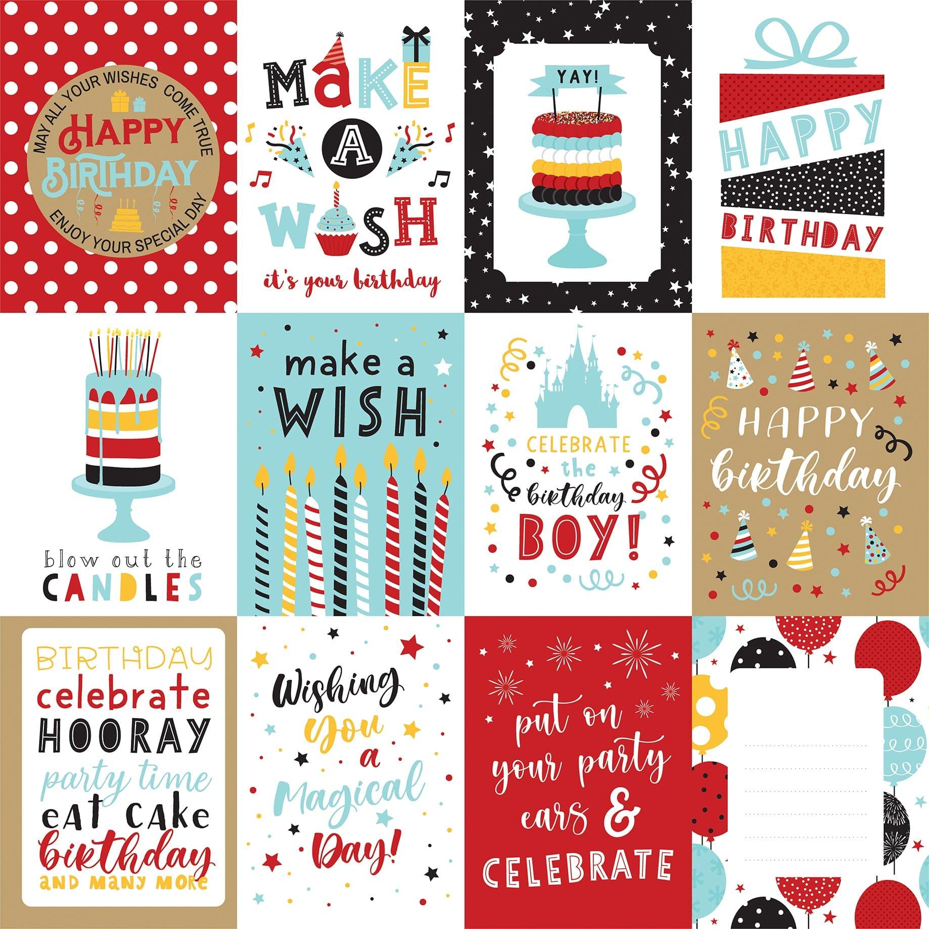 Magical Birthday Boy Collection 3 x 4 Journaling Cards 12 x 12 Double-Sided Scrapbook Paper by Echo Park Paper - Scrapbook Supply Companies