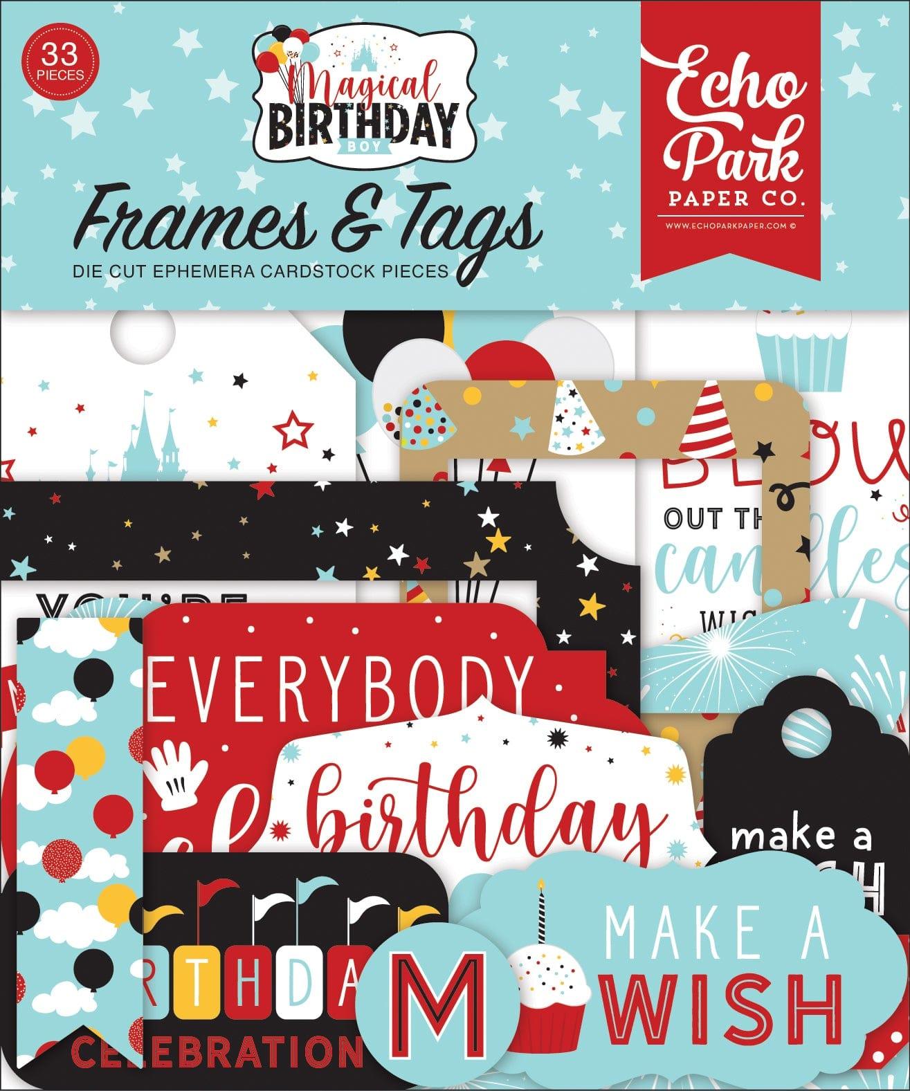 Magical Birthday Boy Collection 5 x 5 Frames & Tags Die Cut Scrapbook Embellishments by Echo Park Paper - Scrapbook Supply Companies