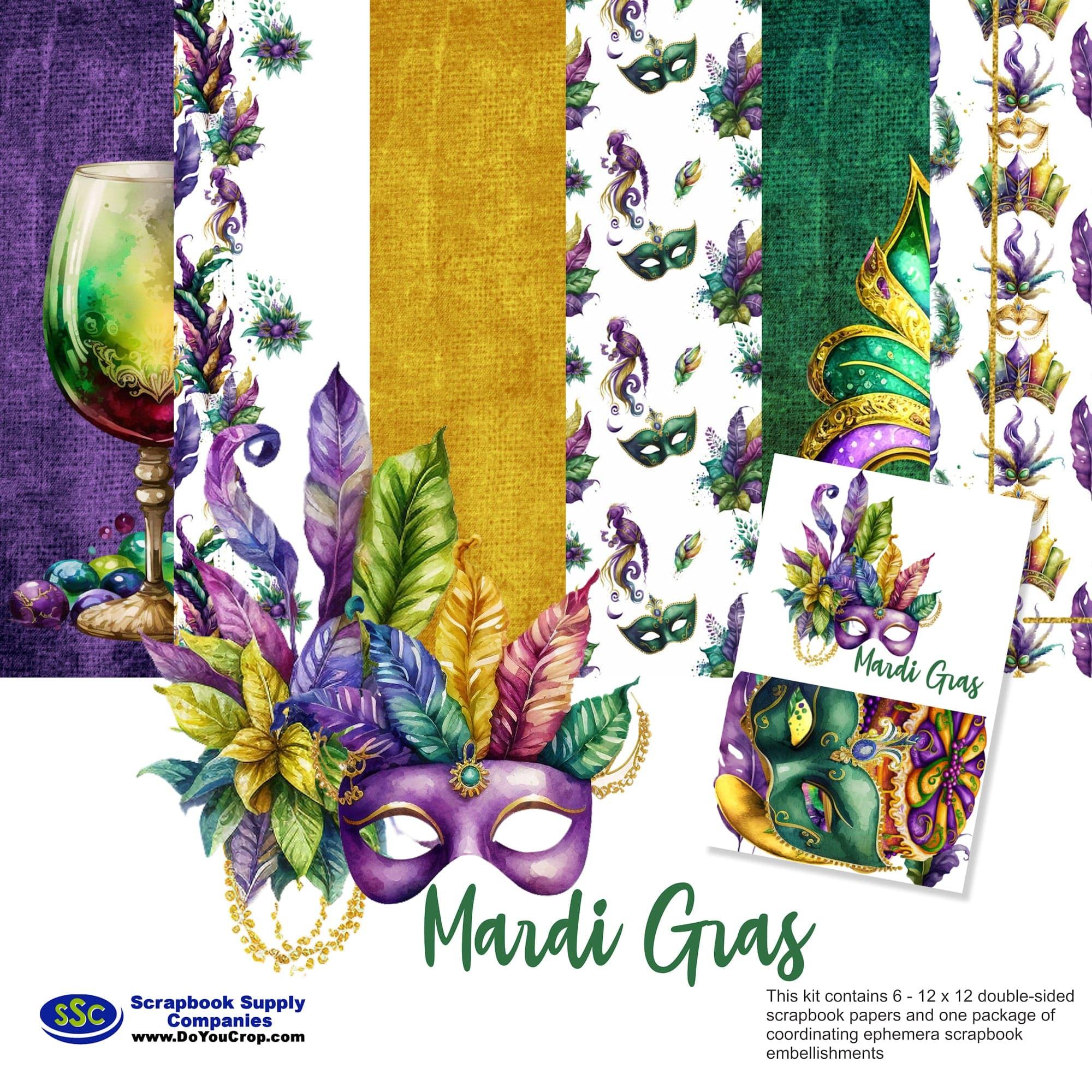 Mardi Gras 12 x 12 Scrapbook Paper & Embellishment Kit by SSC Designs