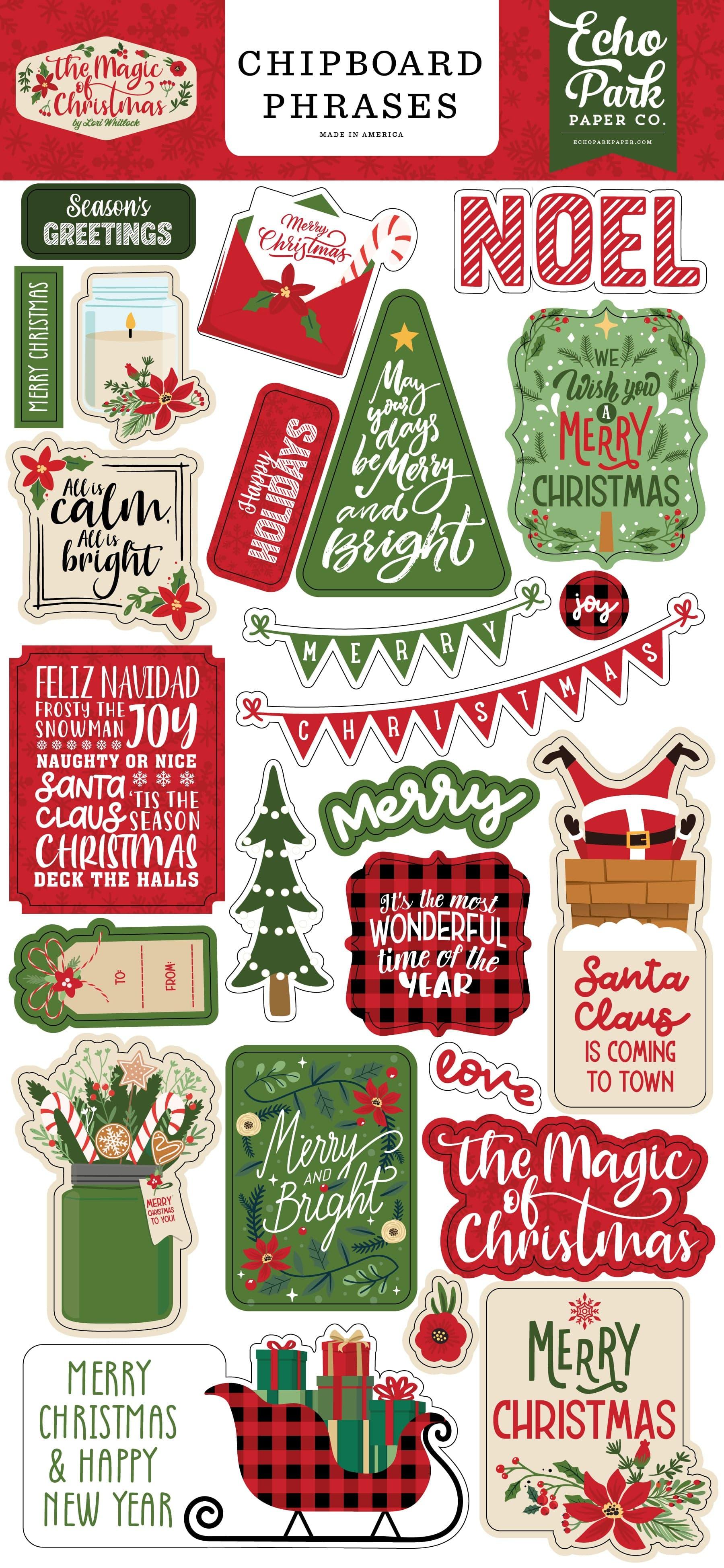 The Magic of Christmas Collection 6 x 12 Scrapbook Chipboard Phrases by Echo Park Paper - Scrapbook Supply Companies