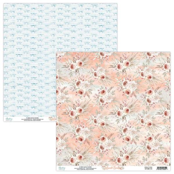 Sunset Beach Collection White Roses 12 x 12 Double-Sided Scrapbook Paper by Mintay Papers