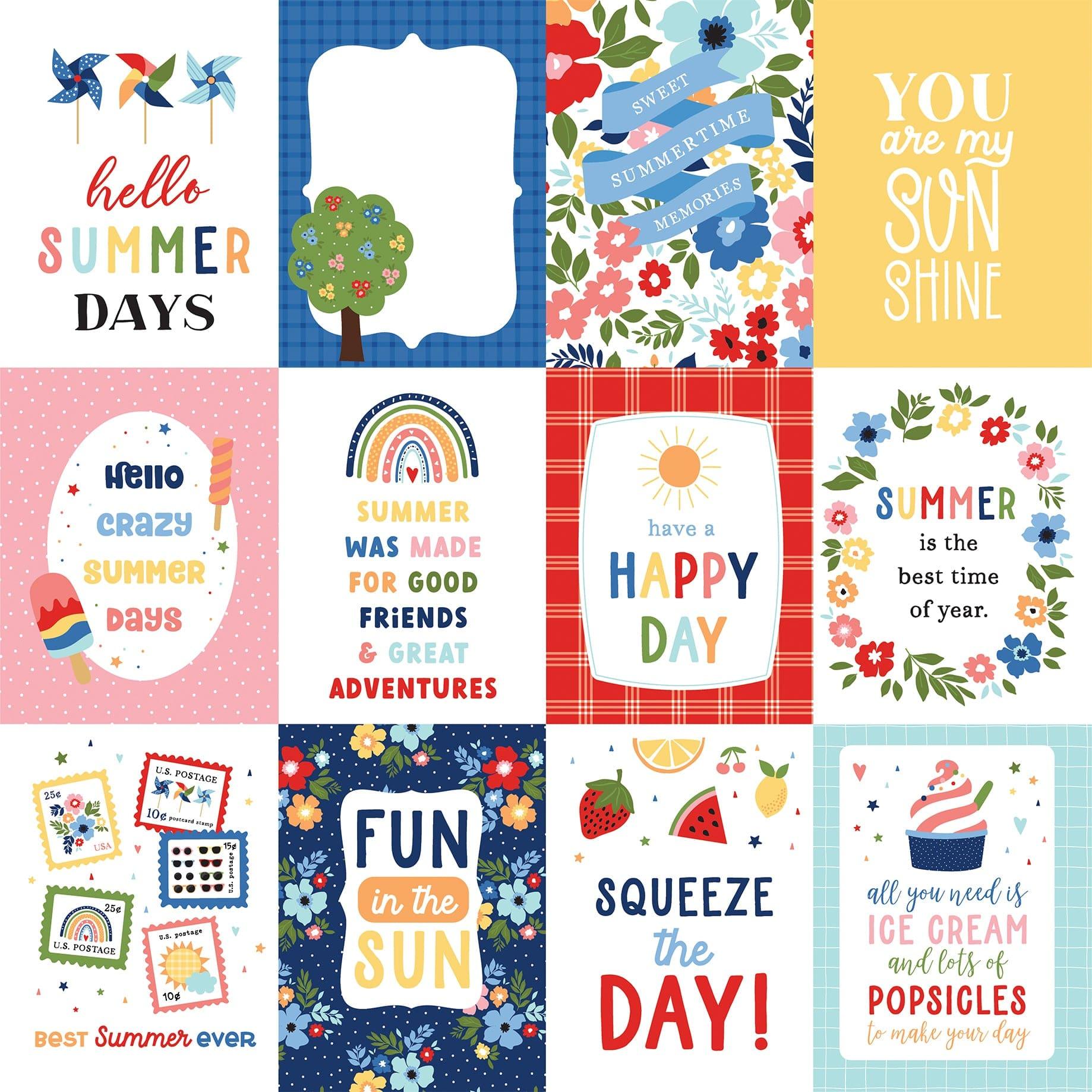 My Favorite Summer Collection 3 x 4 Journaling Cards 12 x 12 Double-Sided Scrapbook Paper by Echo Park Paper - Scrapbook Supply Companies