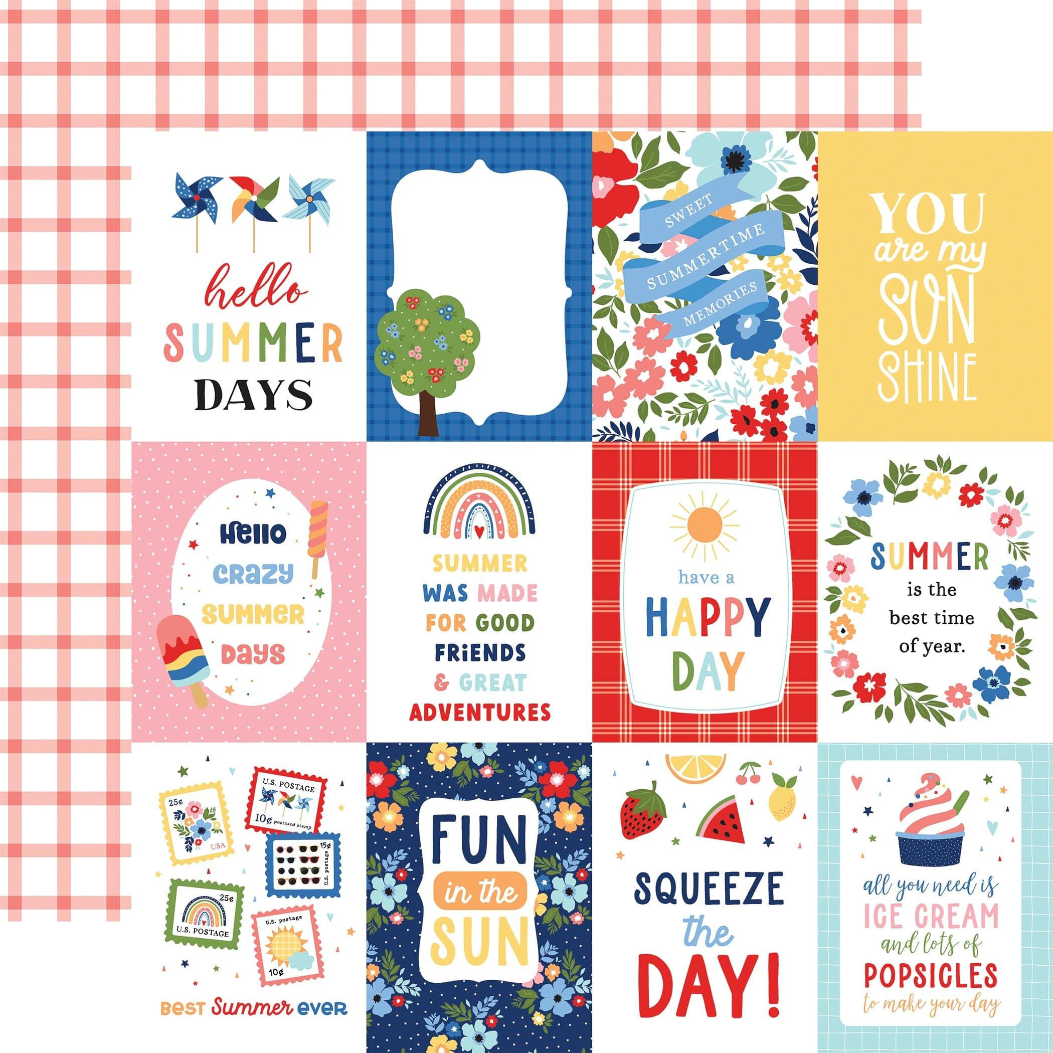 My Favorite Summer Collection 3x4 Journaling Cards 12 x 12 Double-Sided Scrapbook Paper by Echo Park Paper