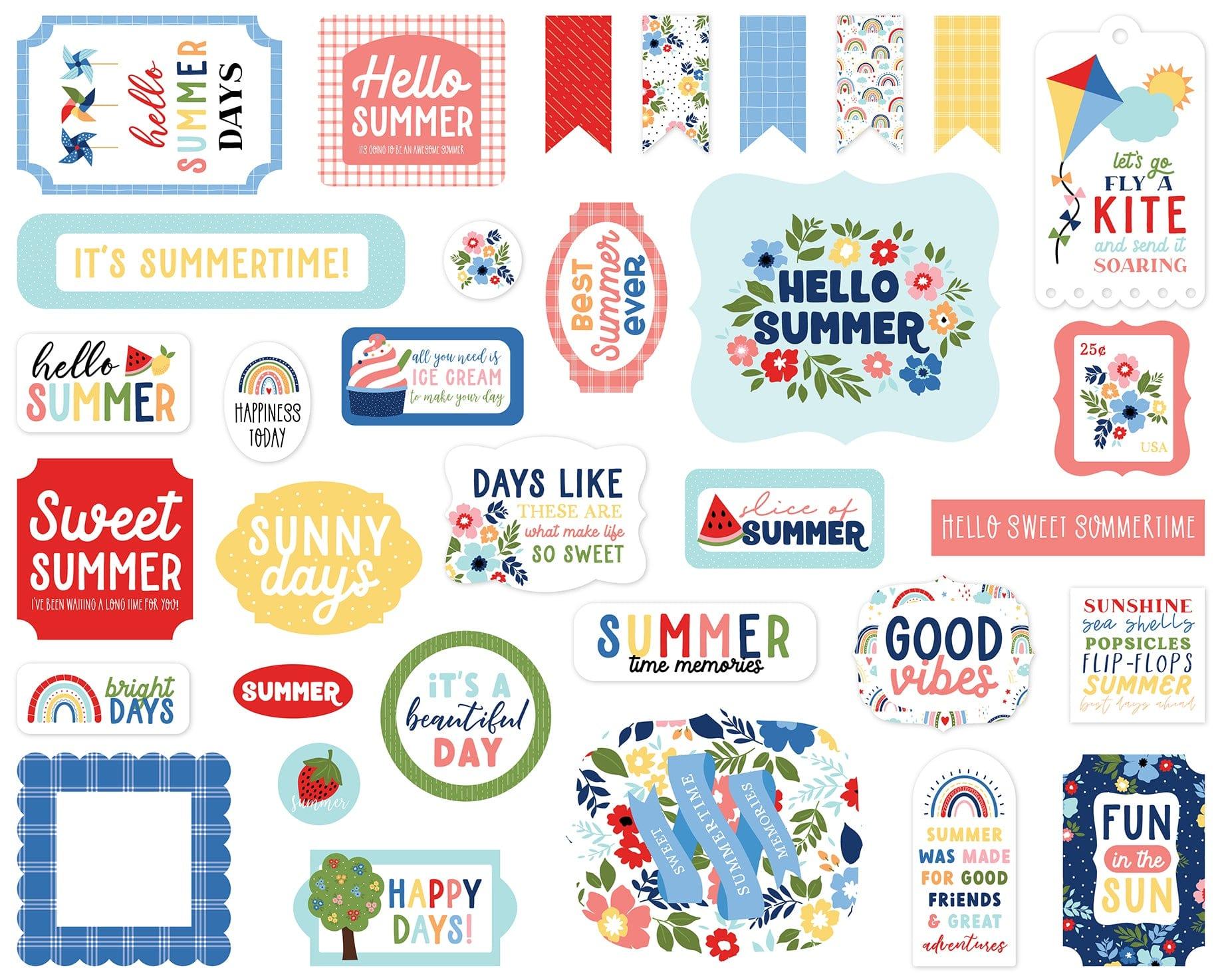 My Favorite Summer Collection 5 x 5 Scrapbook Ephemera Die Cuts by Echo Park Paper - Scrapbook Supply Companies