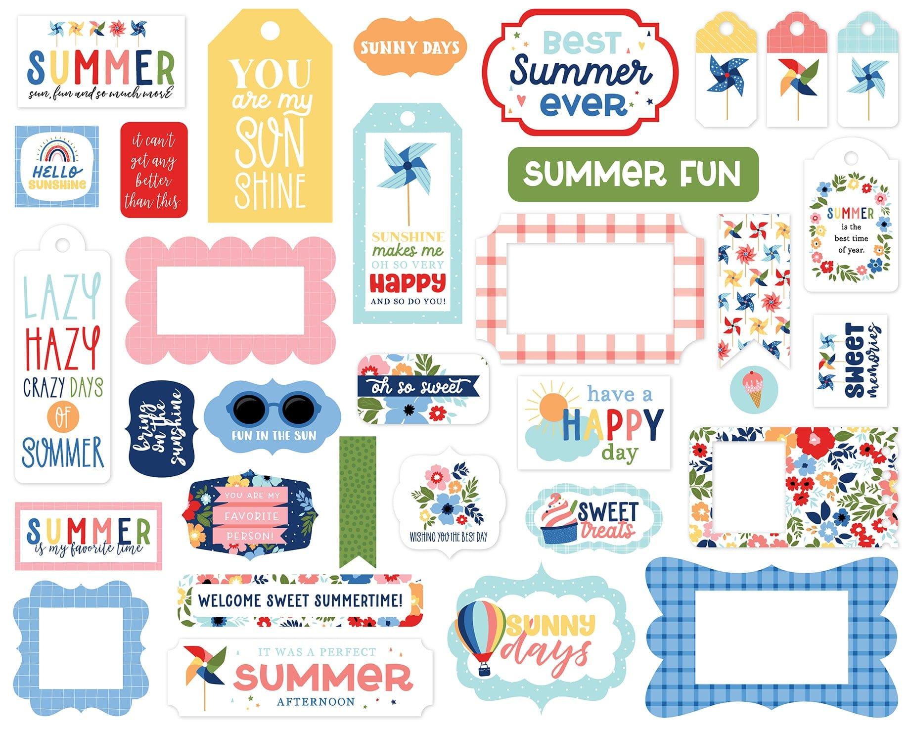 My Favorite Summer Collection 5 x 5 Scrapbook Tags & Frames Die Cuts by Echo Park Paper - Scrapbook Supply Companies