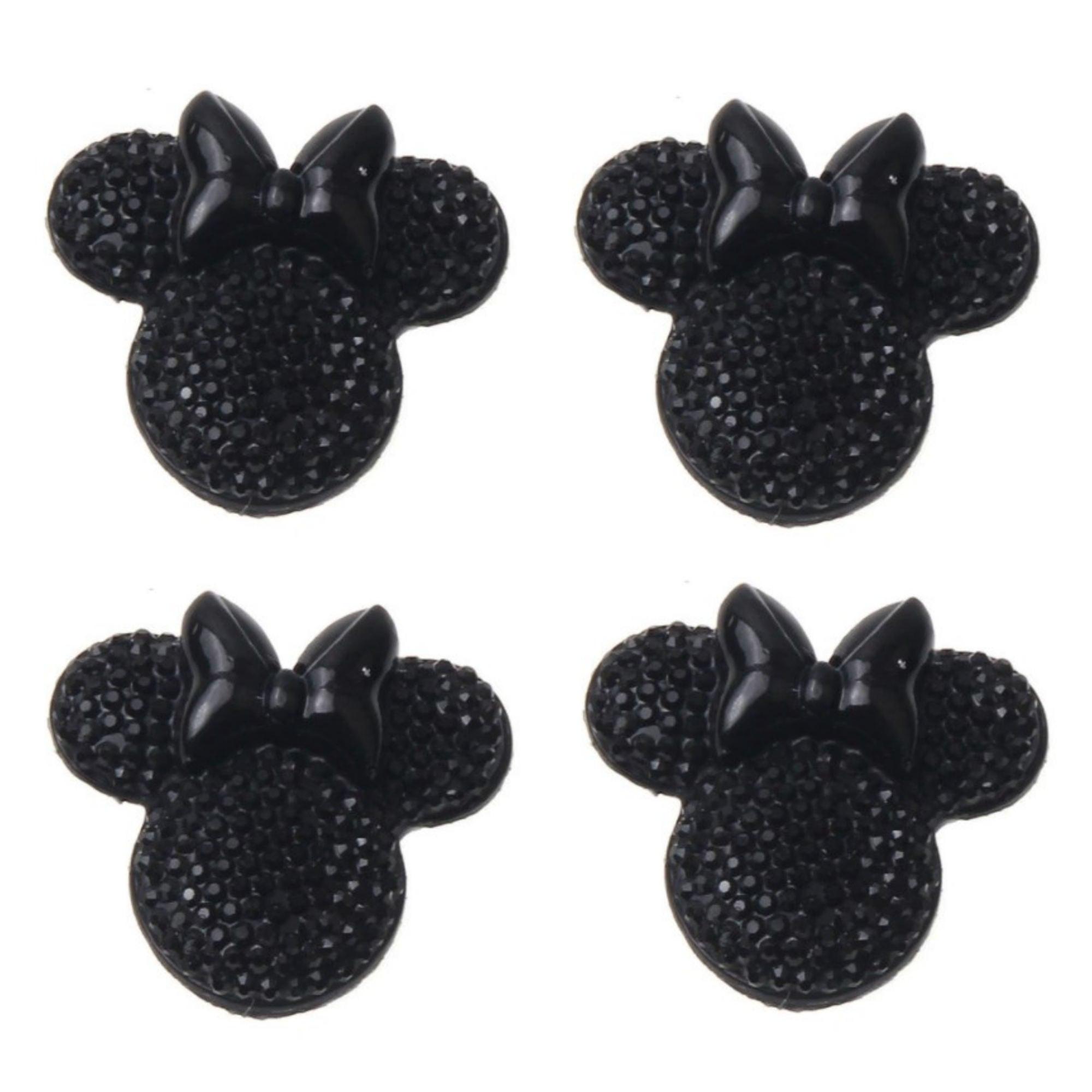 Disneyana Collection 1" Bling Black Mouse Ears & Bow Scrapbook Embellishments by SSC Designs - 4 Pieces