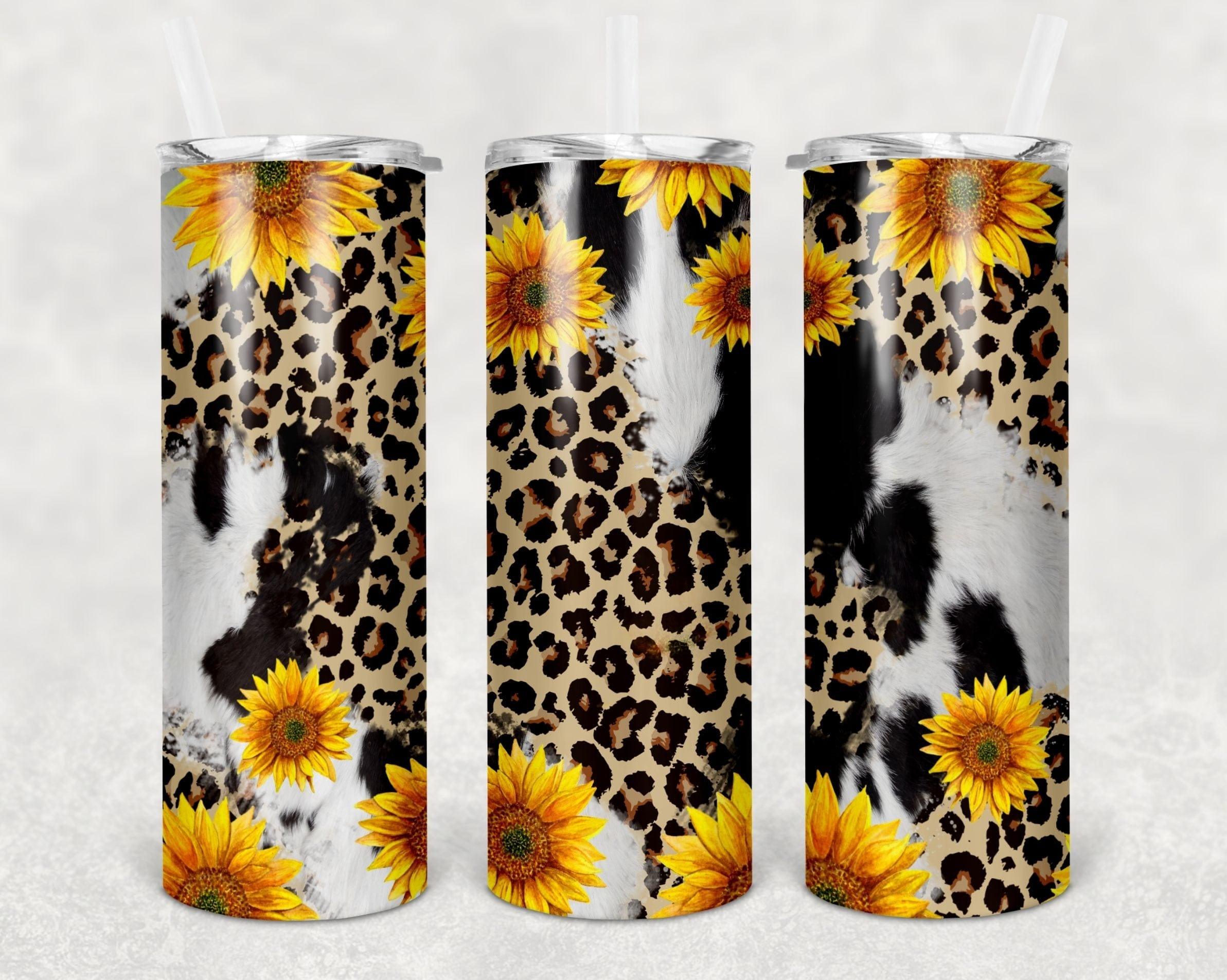 Sunflower Leopard Cowhide 30 oz. Straight Skinny Tumbler by SSC Designs
