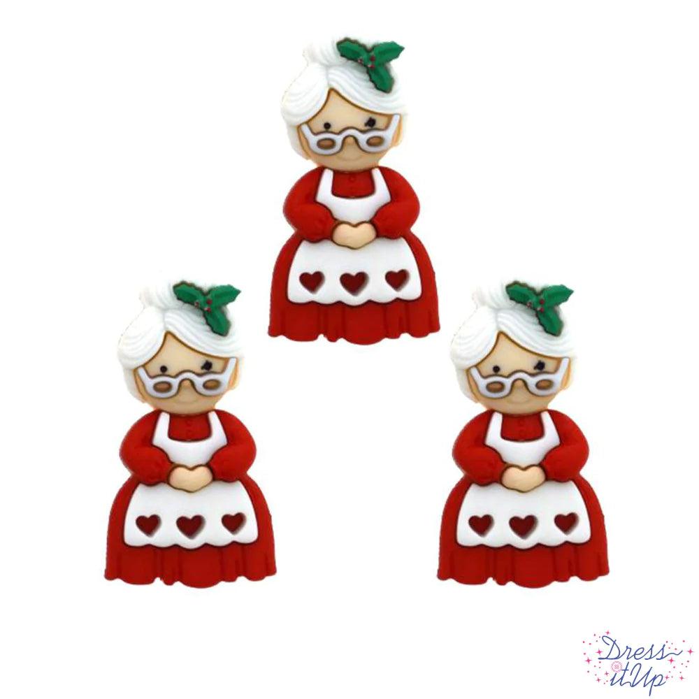 Dress It Up Holiday Collection Mrs. Claus Scrapbook Buttons by Jesse James Buttons - 6 pieces - Scrapbook Supply Companies