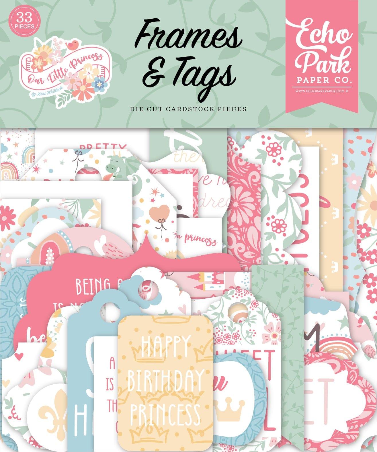 Our Little Princess Collection 5 x 5 Scrapbook Tags & Frames Die Cuts by Echo Park Paper - Scrapbook Supply Companies