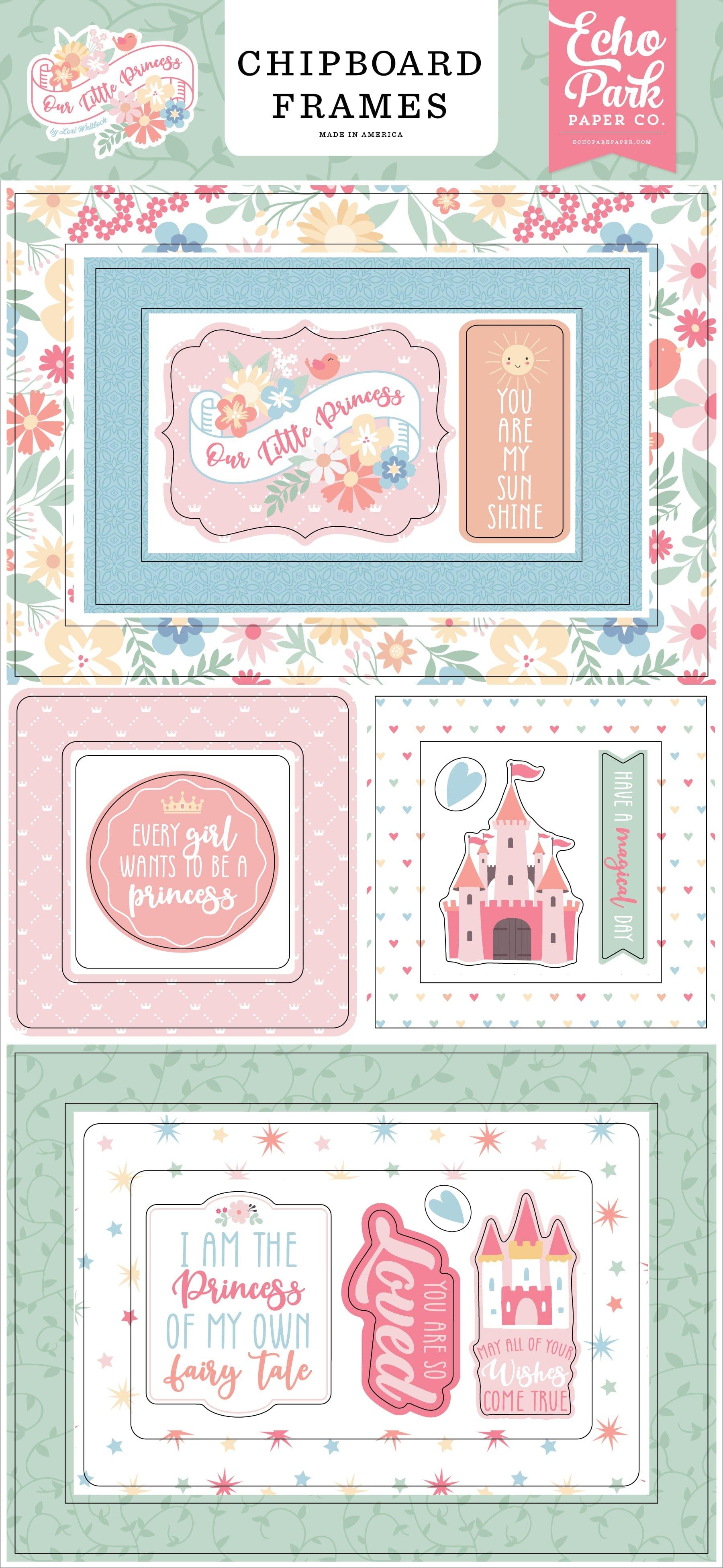 Our Little Princess Collection 6 x 12 Chipboard Frames Scrapbook Embellishments by Echo Park Paper - Scrapbook Supply Companies