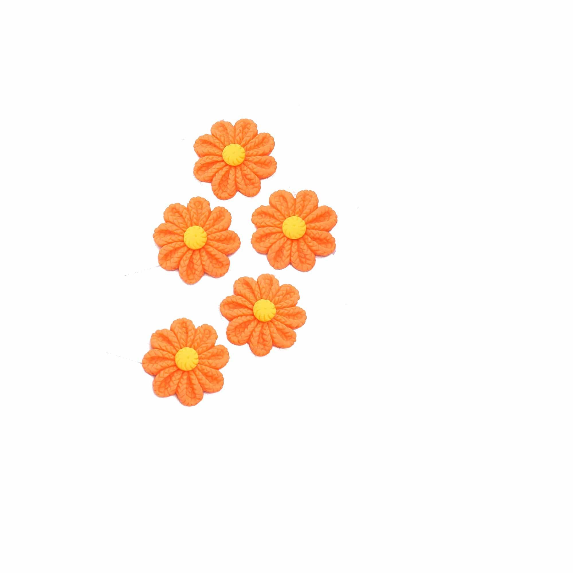 Flower Fun Collection Orange Flower Flatback Scrapbook Buttons by SSC Designs - Pkg. of 5