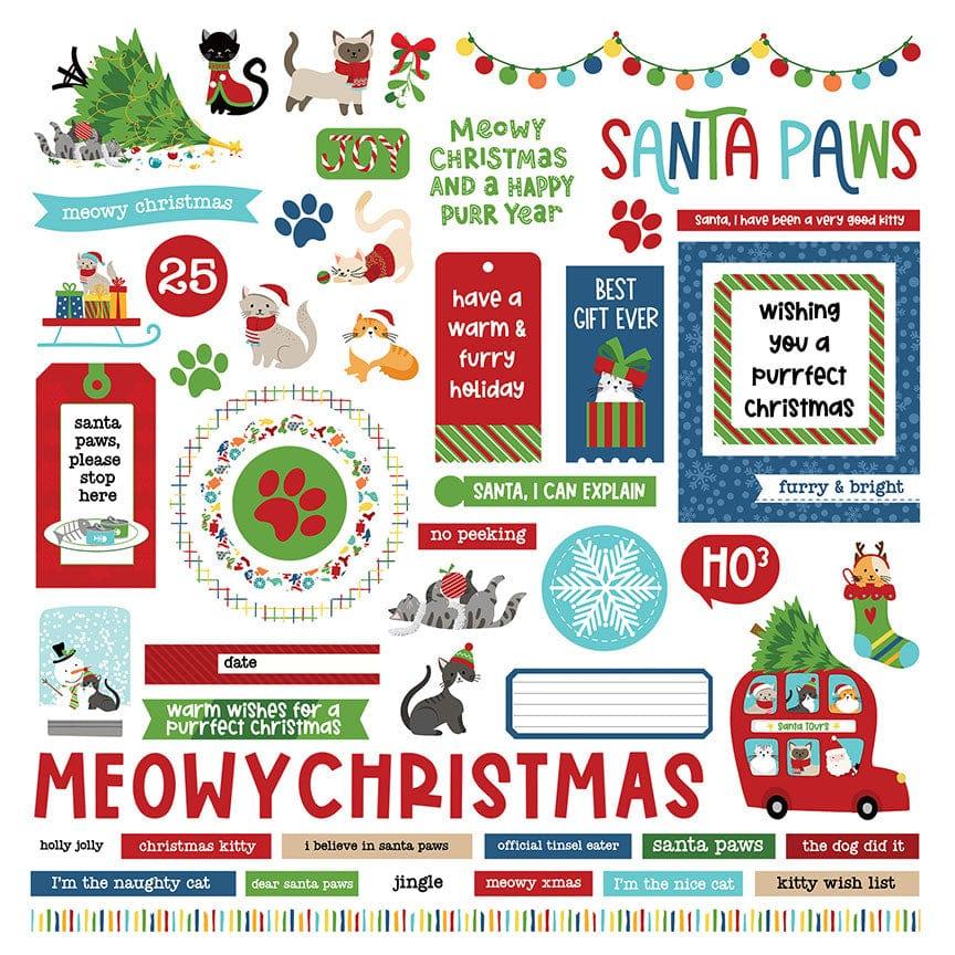Santa Paws Cat Collection 12 x 12 Cardstock Scrapbook Sticker Sheet by Photo Play Paper - Scrapbook Supply Companies