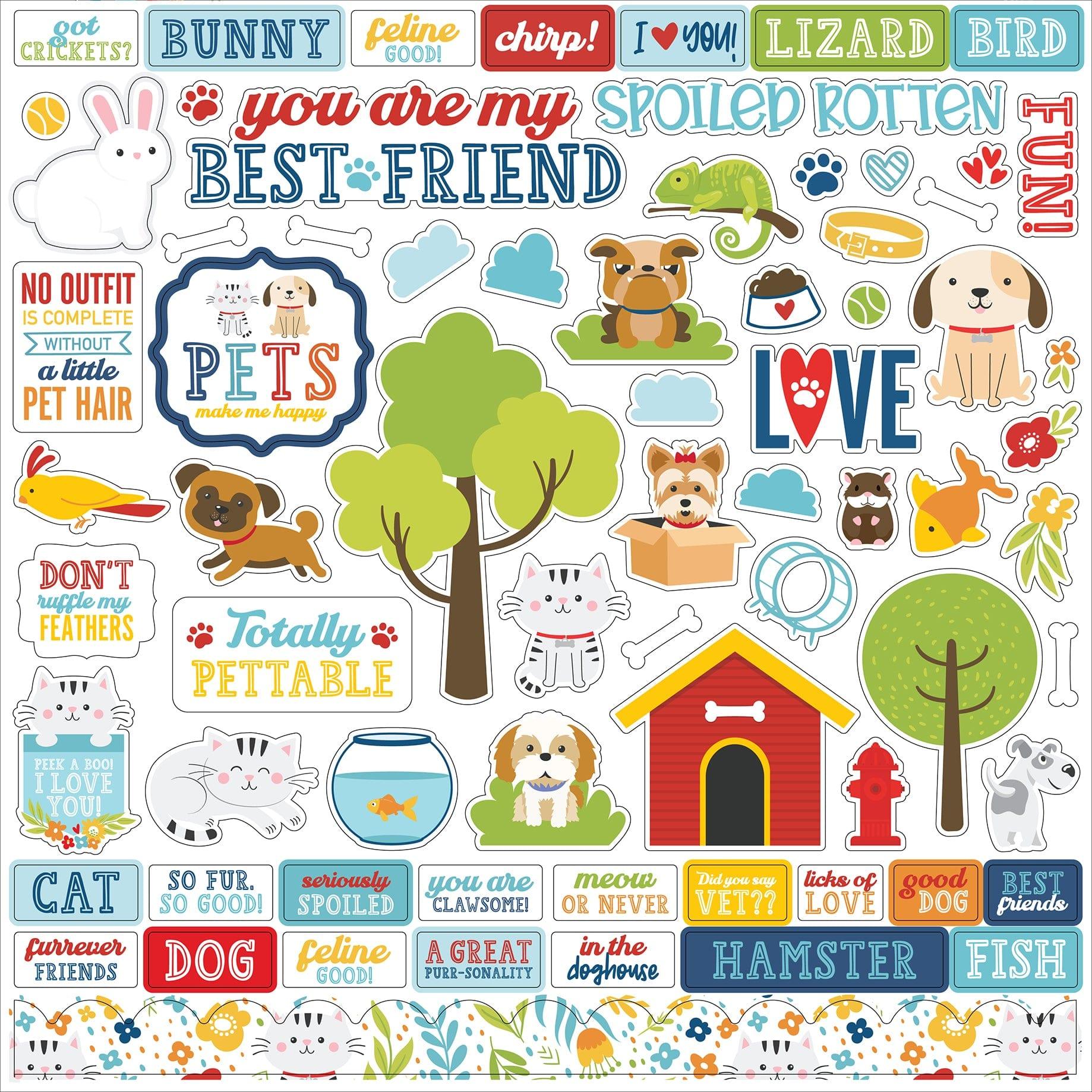Pets Collection 12 x 12 Scrapbook Sticker Sheet by Echo Park Paper
