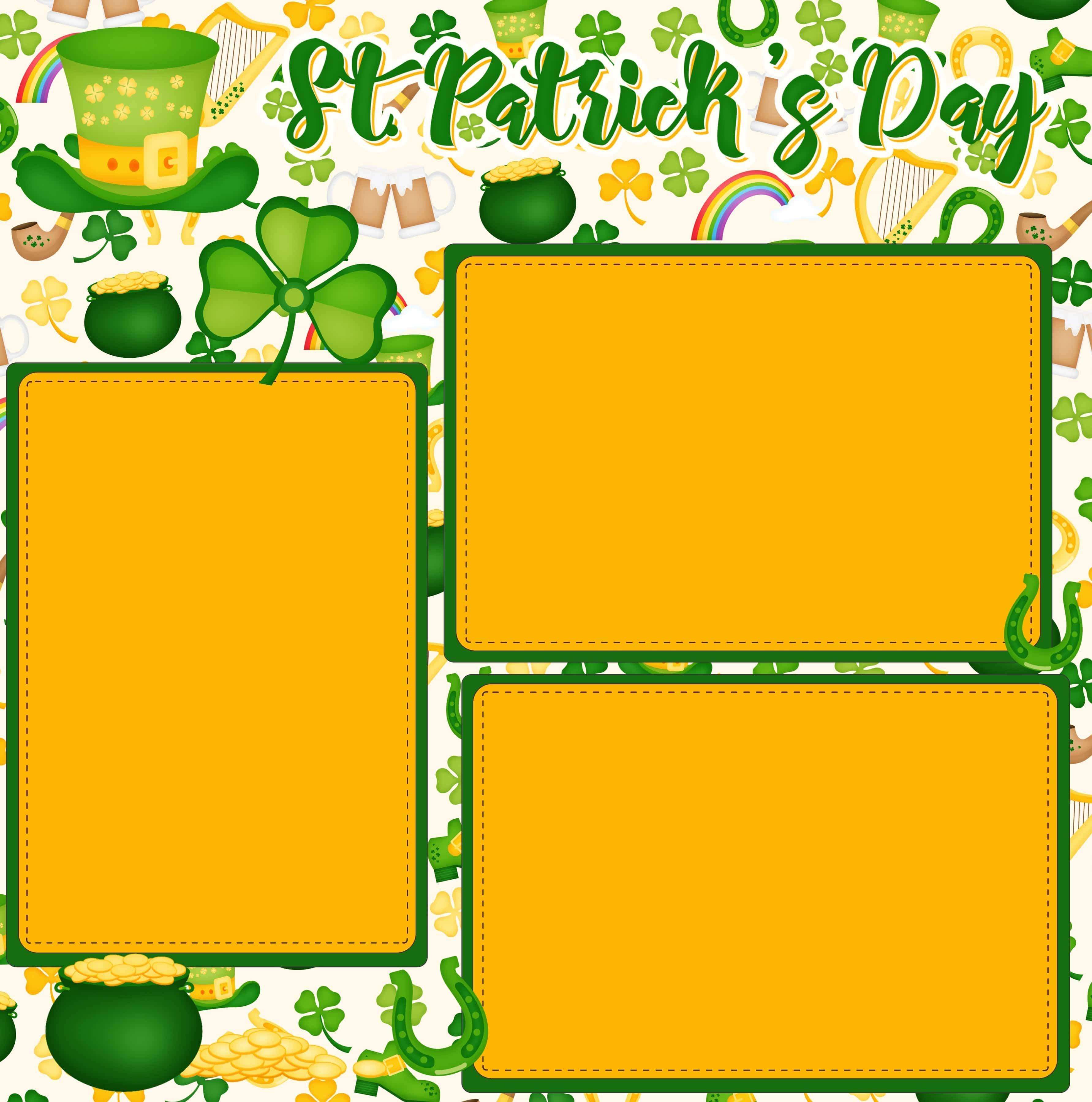 Irish Luck Collection St. Patrick's Day (2) - 12 x 12 Premade, Printed Scrapbook Pages by SSC Designs - Scrapbook Supply Companies