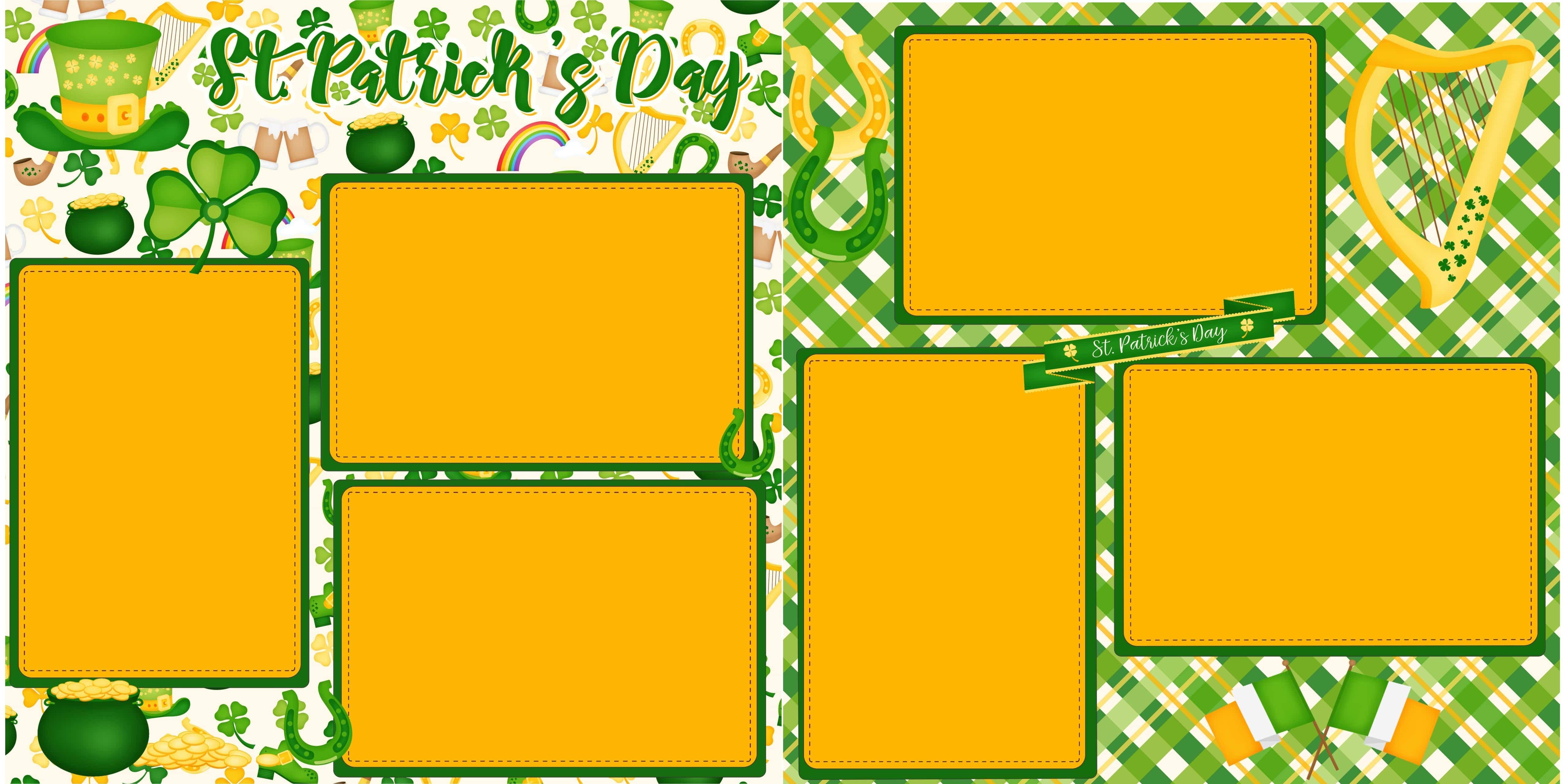 Irish Luck Collection St. Patrick's Day (2) - 12 x 12 Premade, Printed Scrapbook Pages by SSC Designs