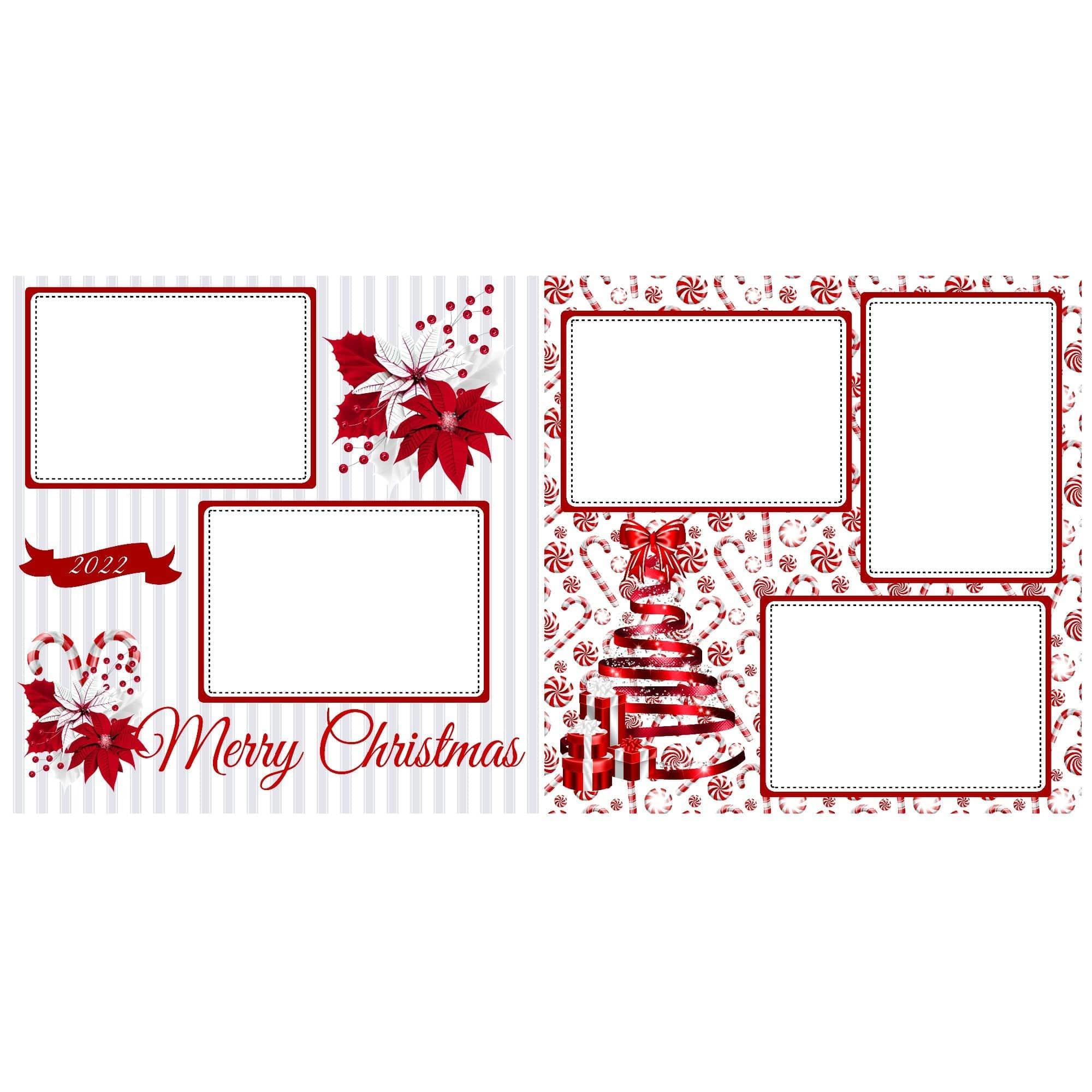 Peppermint Christmas 2022 (2) - 12 x 12 Premade, Printed Scrapbook Pages by SSC Designs