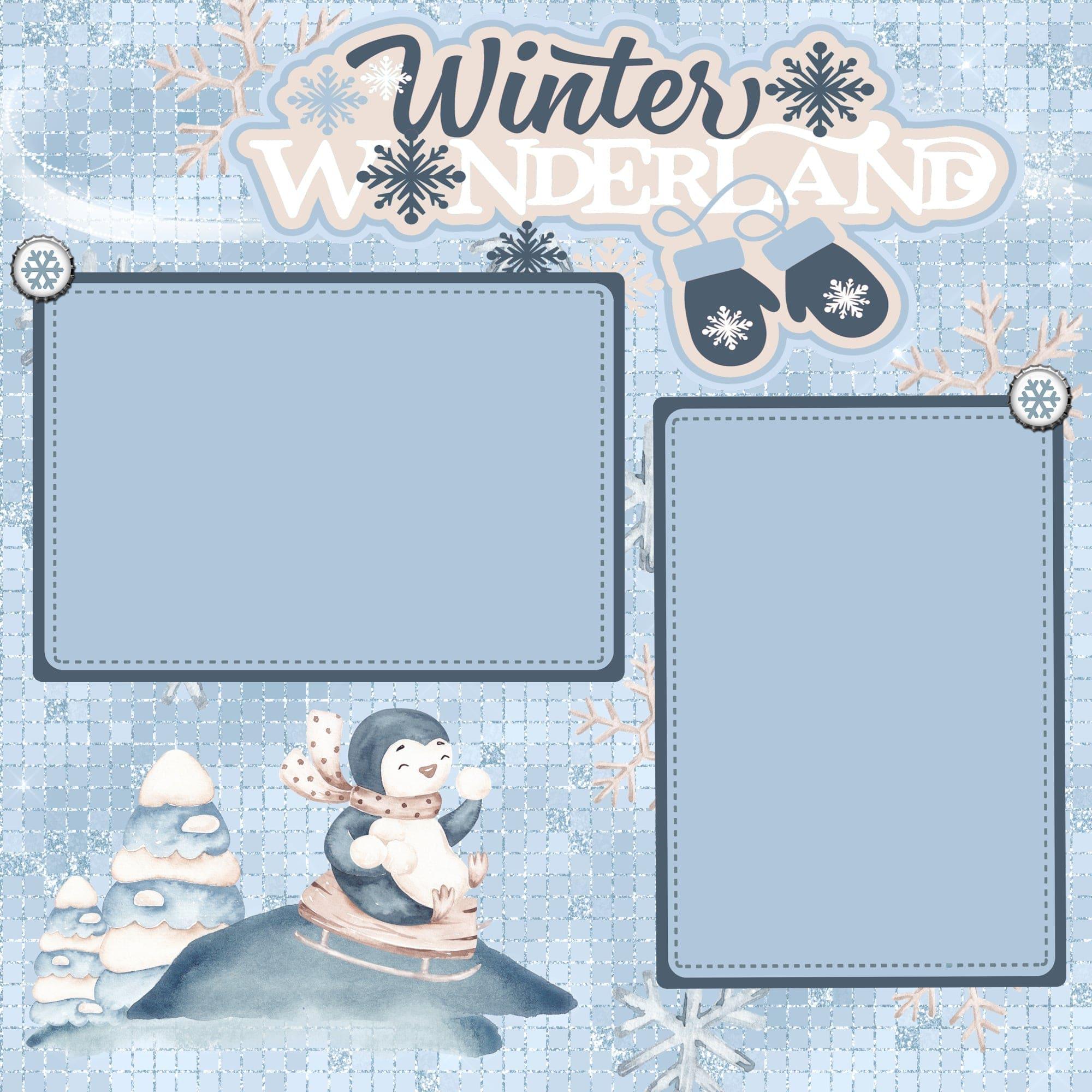 Winter Wonderland Playful Penguins (2) - 12 x 12 Premade, Printed Scrapbook Pages by SSC Designs - Scrapbook Supply Companies