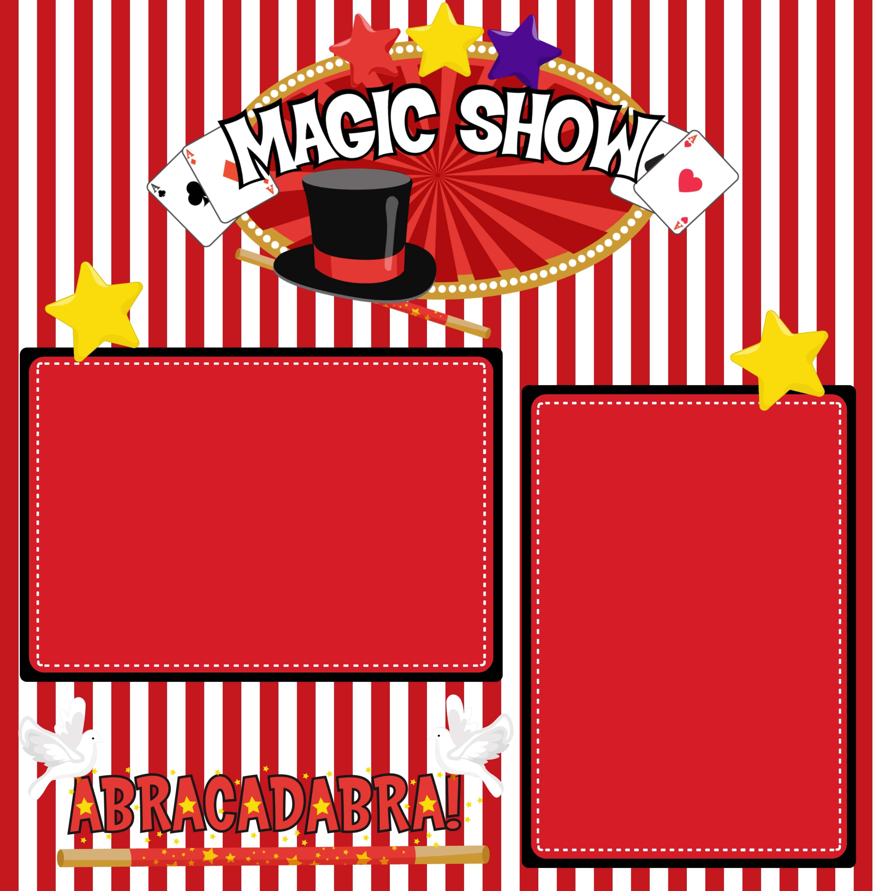 Magic Show Magician (2) - 12 x 12 Premade, Printed Scrapbook Pages by SSC Designs - Scrapbook Supply Companies
