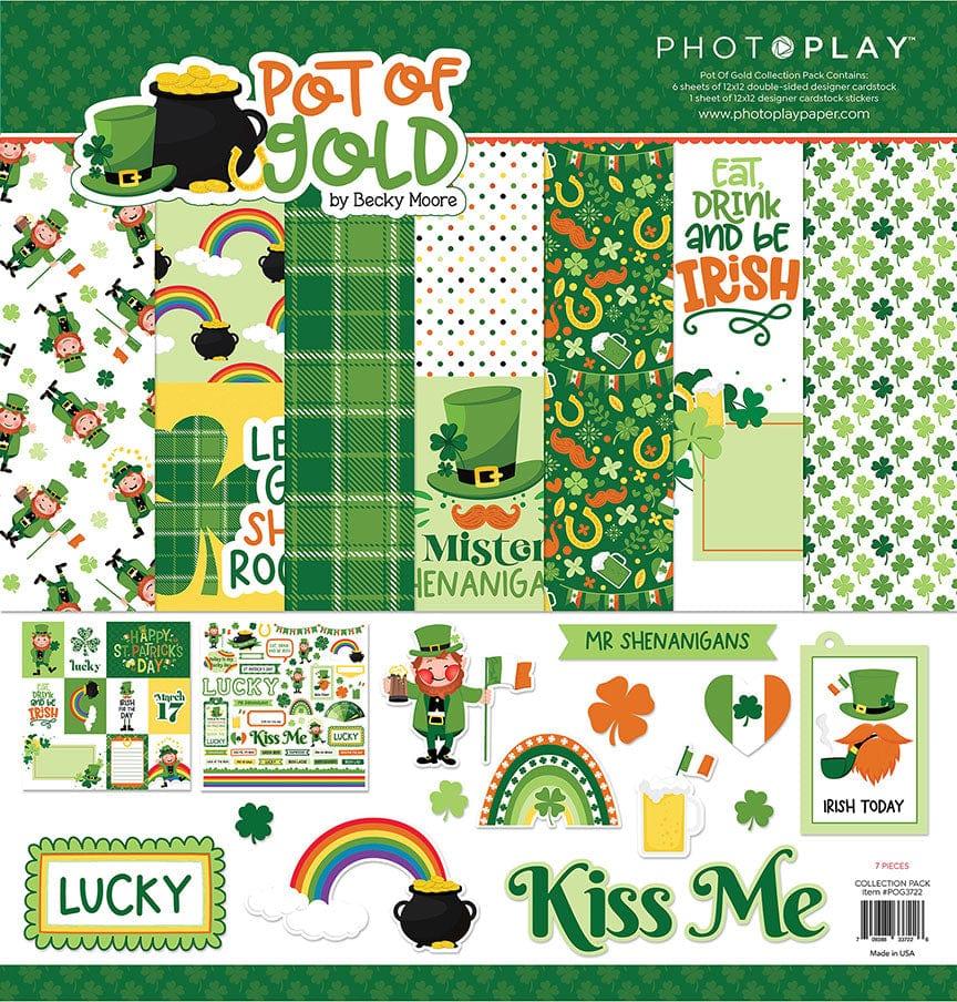 Pot of Gold Collection 7-Piece Collection Pack by Photo Play Paper - 6 Sheets 12x12 Double-Sided Scrapbook Paper Plus Bonus Sticker