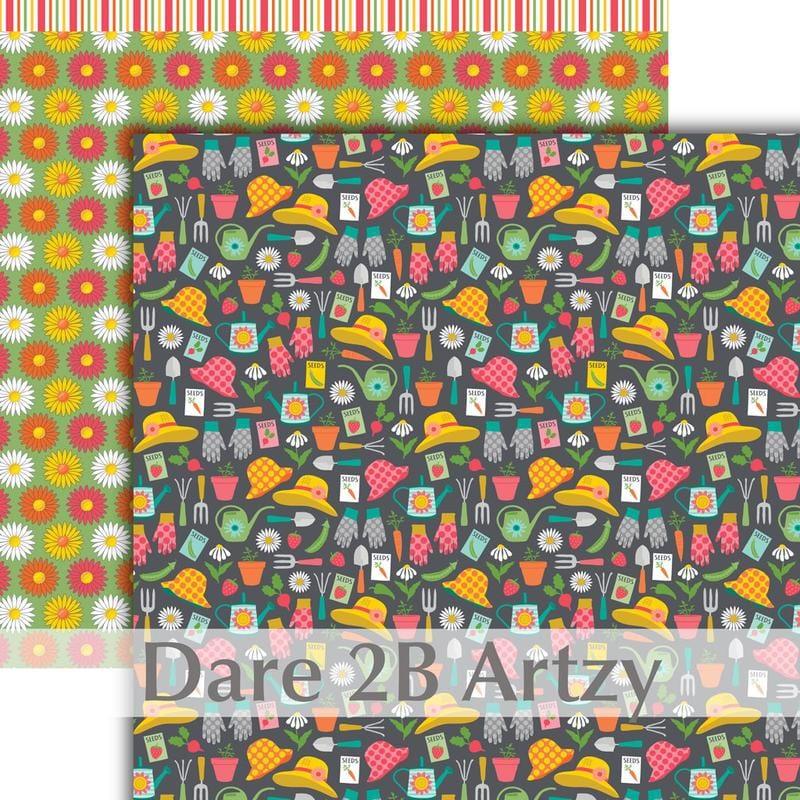 Home Grown Collection Garden Party 12 x 12 Double-Sided Scrapbook Paper by Dare2BArtzy